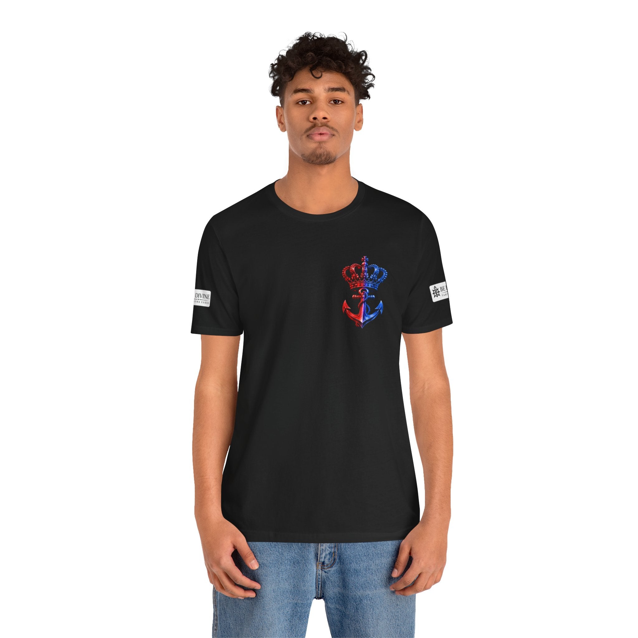BE DIVINE™ Premium Minimal Crown 'N Anchor T-Shirt – Red 'N Blue Edition
