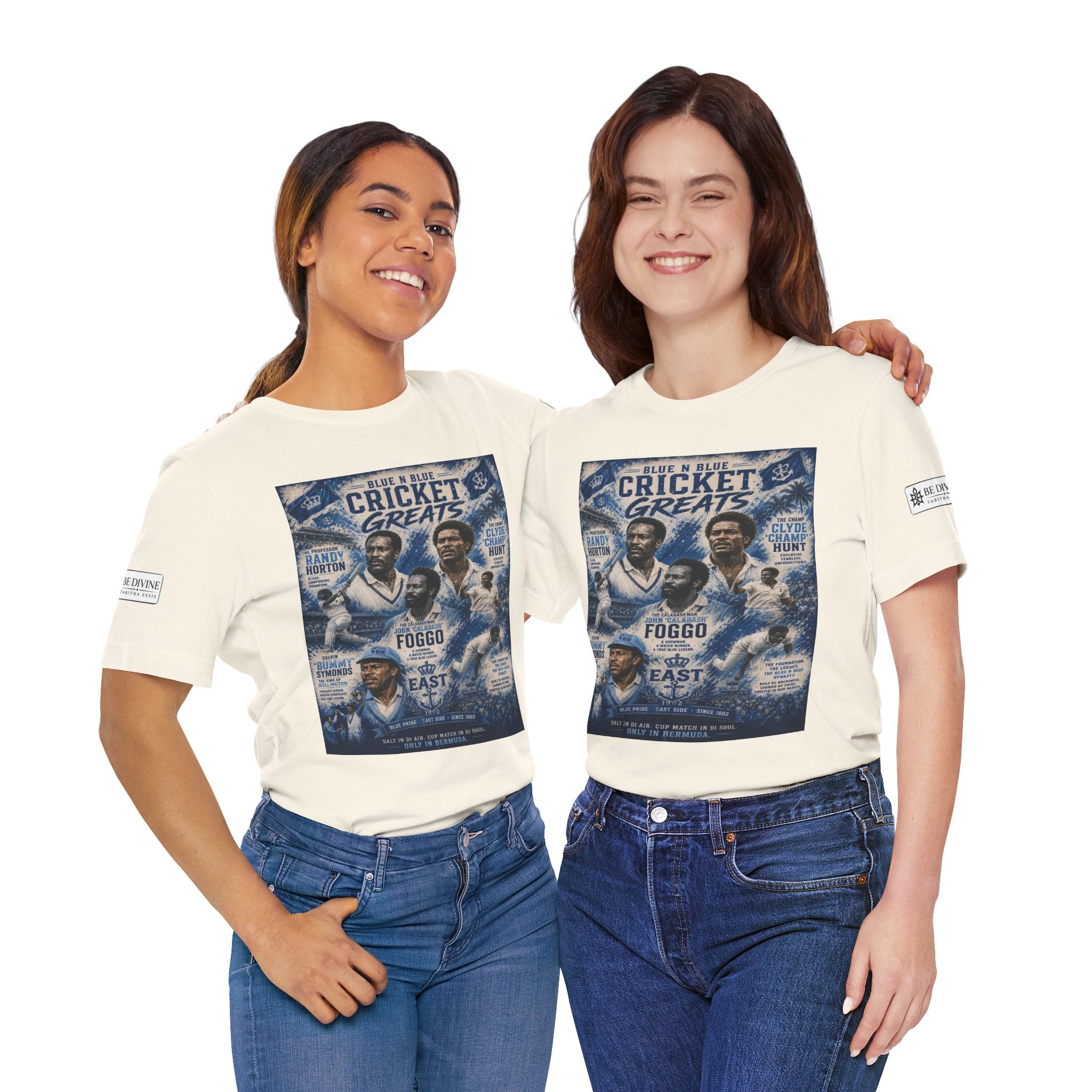 BE DIVINE™ Blue 'N Blue Cricket Greats Heritage Tee – Front & Back Collector Edition