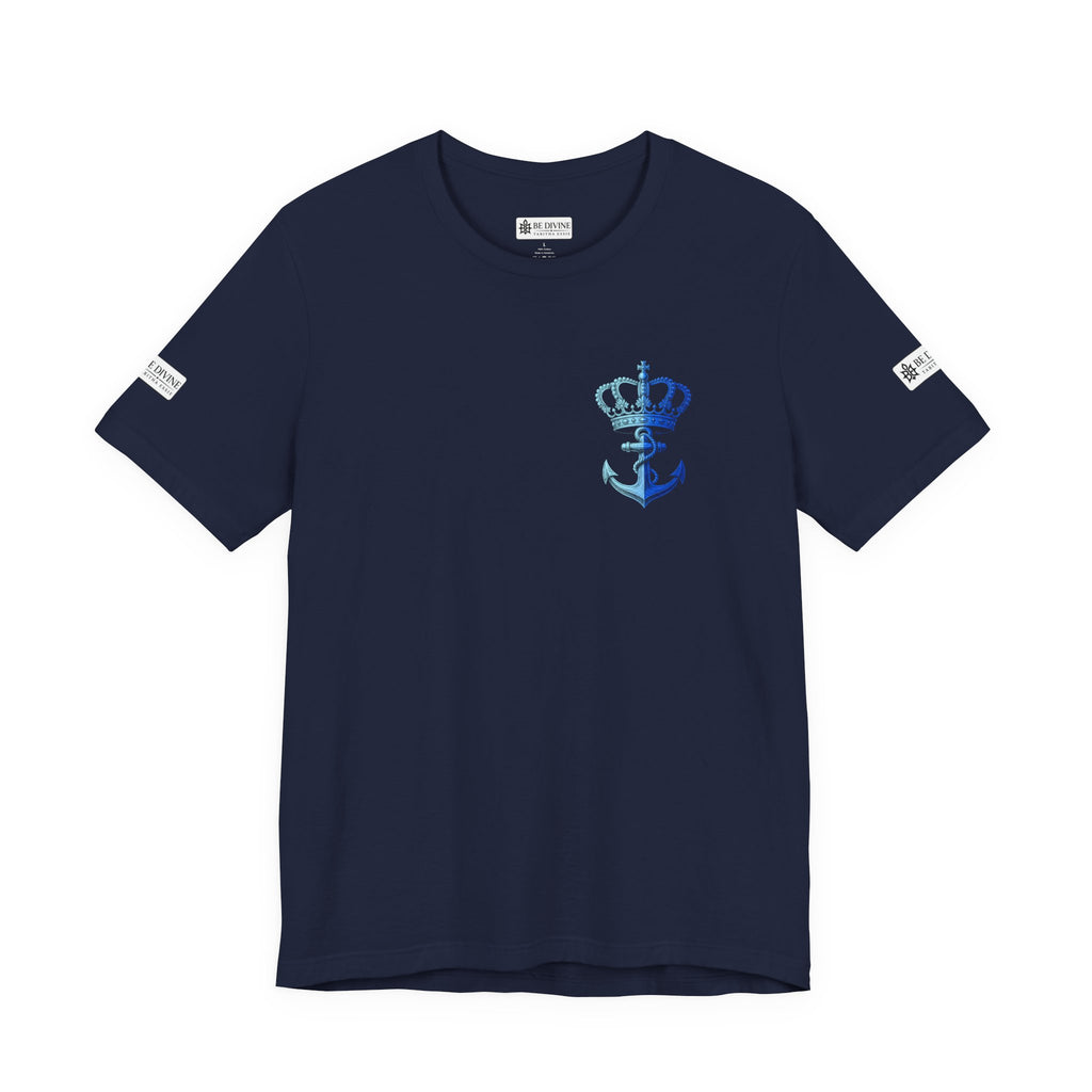 BE DIVINE™ Premium Minimal Crown 'N Anchor Tee – Blue 'N Blue Edition