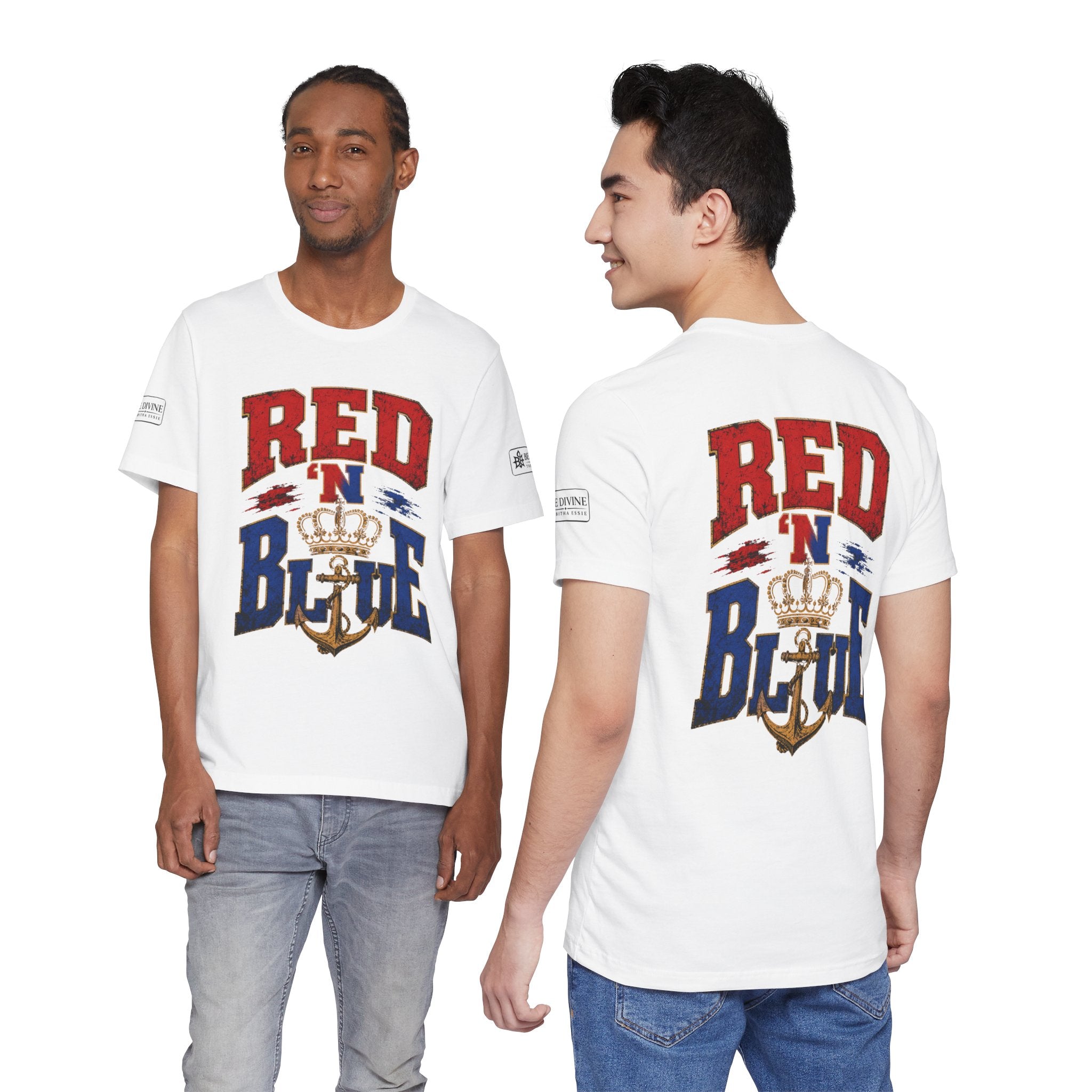 BE DIVINE™ RED 'N BLUE Tee – Crown 'N Anchor Edition