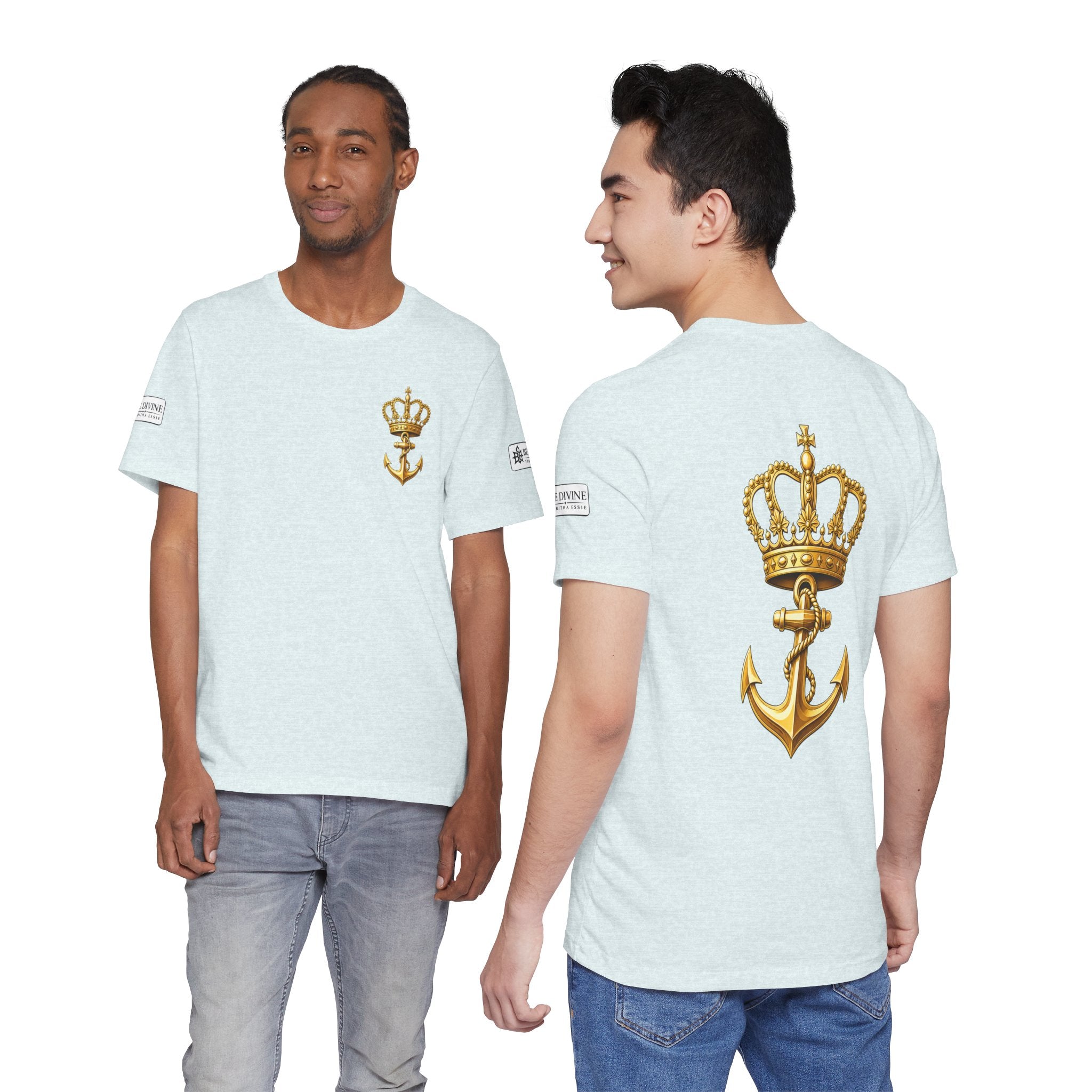 BE DIVINE™ Premium Minimal Crown 'N Anchor Tee – Black & Gold Edition