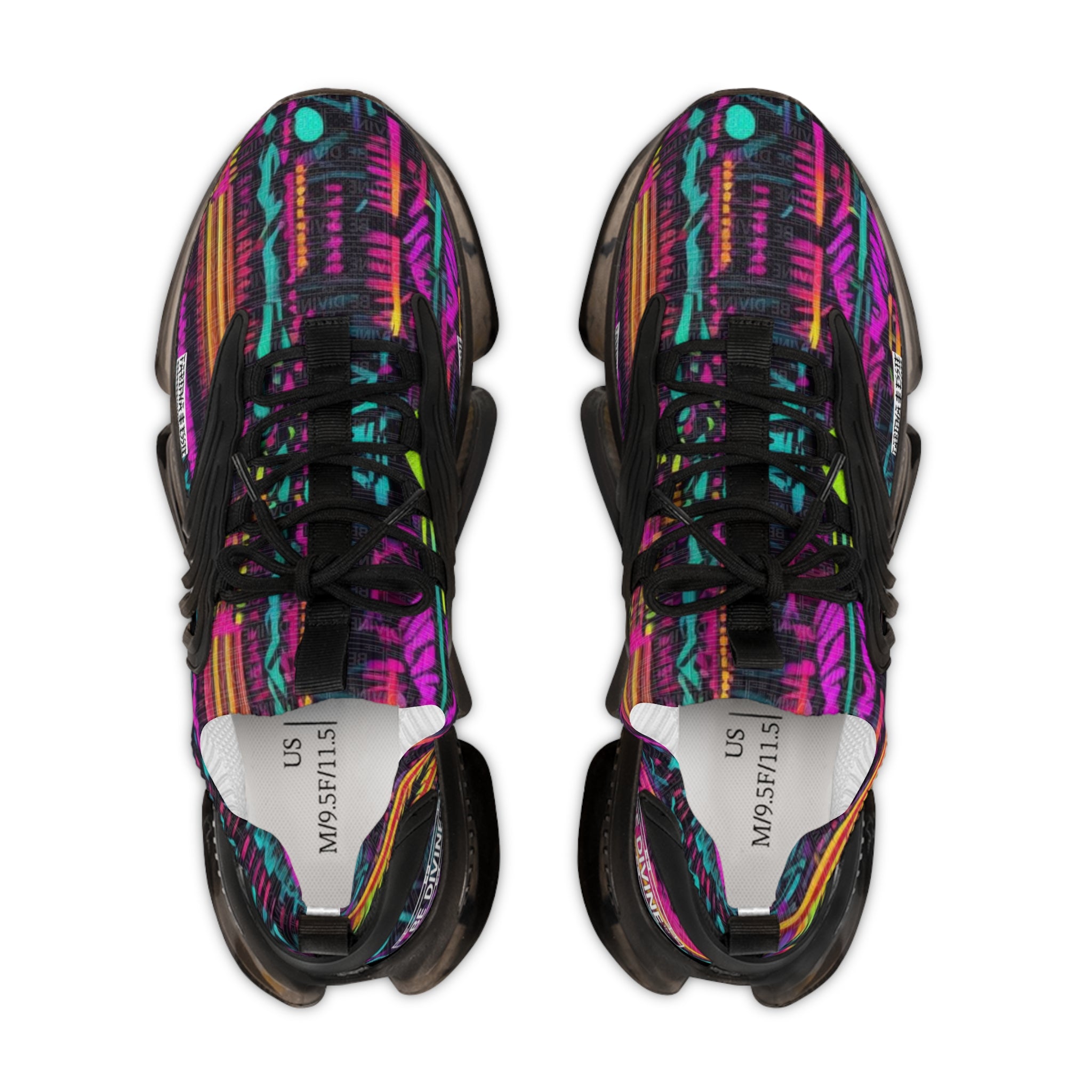 BE DIVINE™ Abstract Neon Men’s Mesh Sneakers - Streetwear Trainers by Tabitha Essie