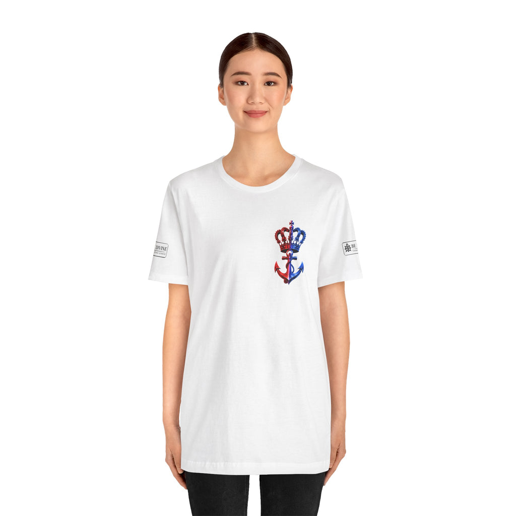 BE DIVINE™ Premium Minimal Crown 'N Anchor T-Shirt – Red 'N Blue Edition