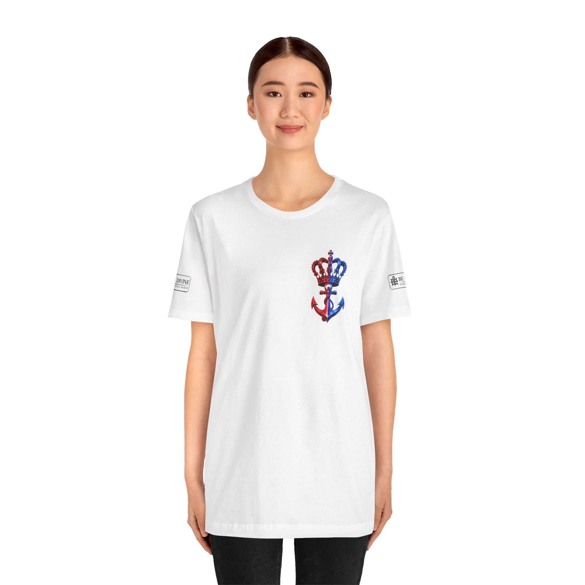 BE DIVINE™ Premium Minimal Crown 'N Anchor T-Shirt – Red 'N Blue Edition