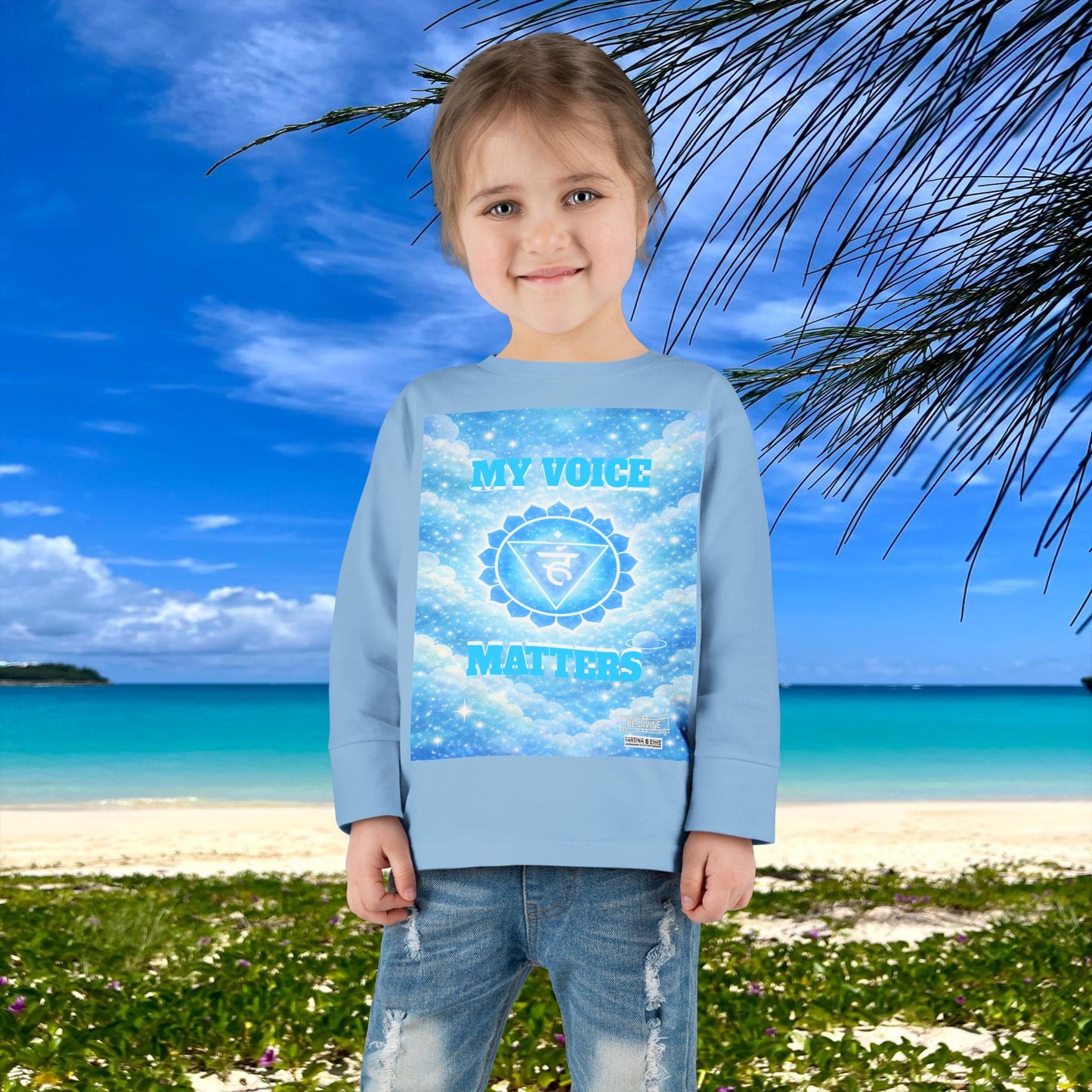 BE DIVINE™ Throat Chakra Toddler Long Sleeve Tee | Communication & Self-Expression Shirt