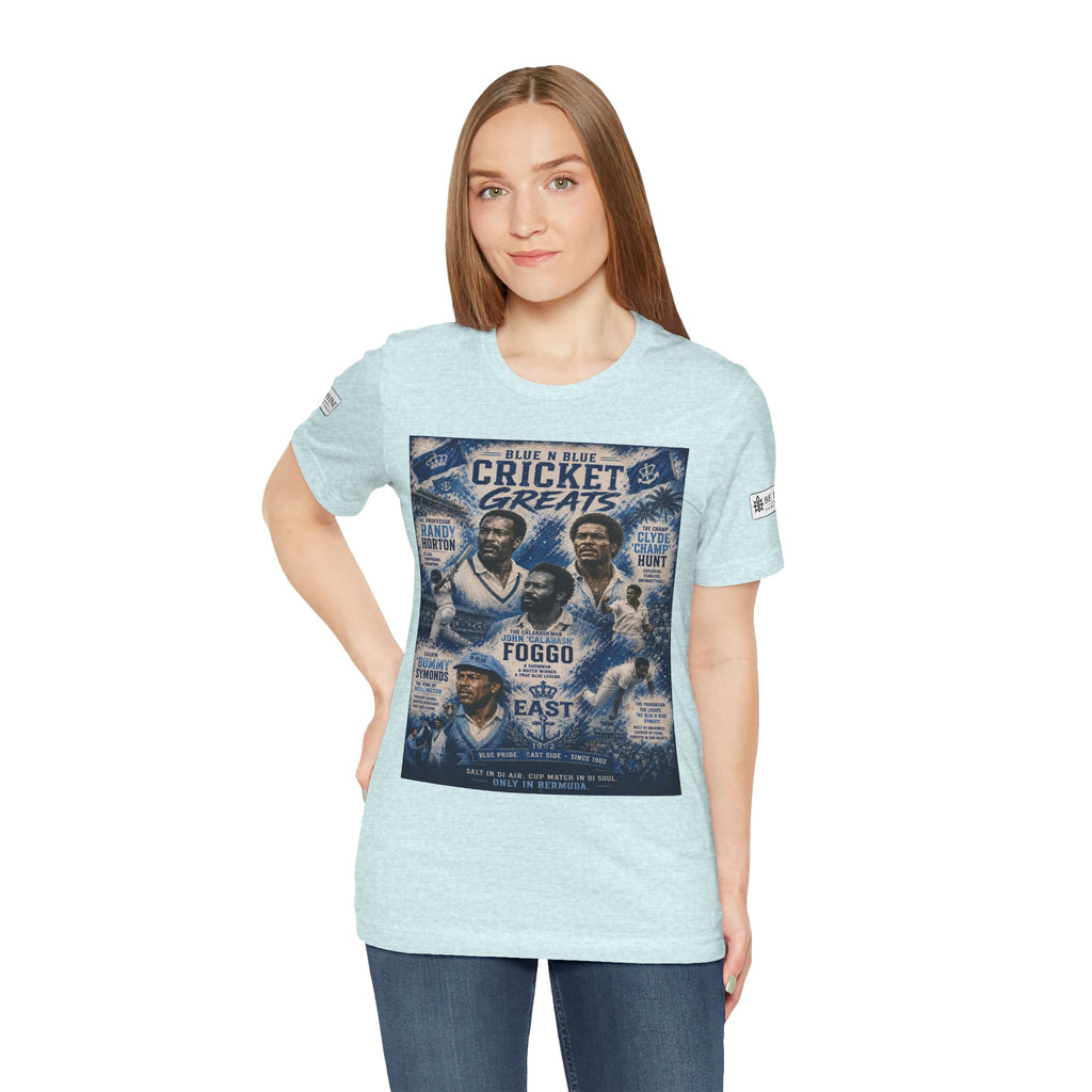 BE DIVINE™ Blue 'N Blue Cricket Greats Heritage Tee – Front & Back Collector Edition