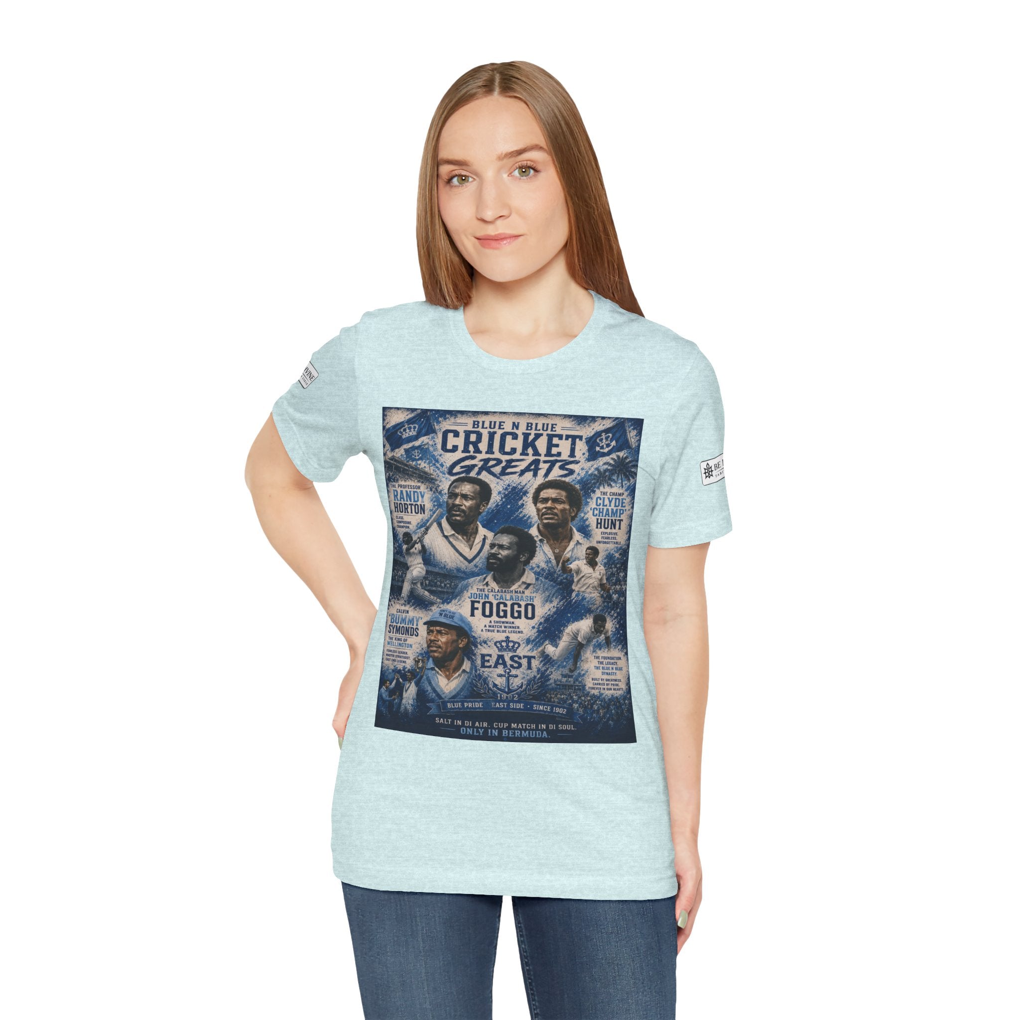 BE DIVINE™ Blue 'N Blue Cricket Greats Heritage Tee – Front & Back Collector Edition