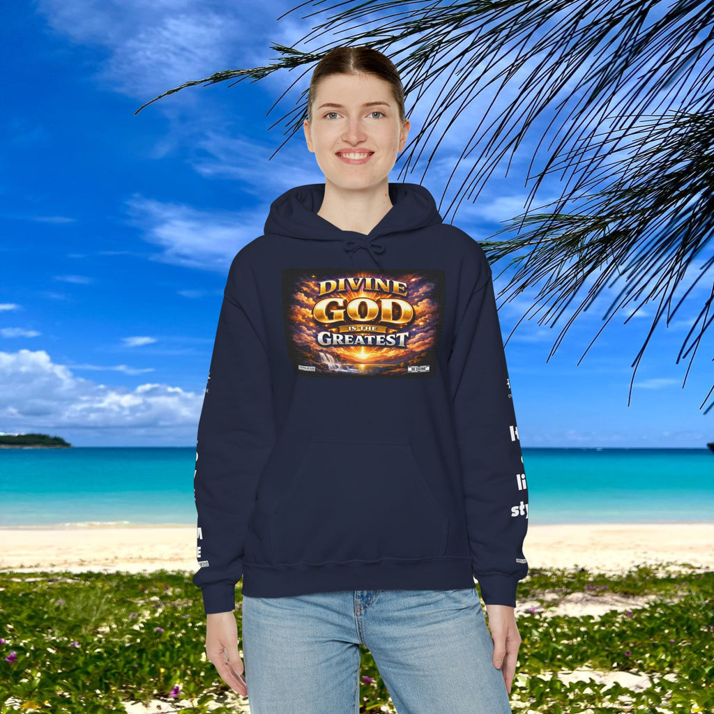 BE DIVINE™ Unisex Heavy Blend Hoodie – Divine God Is the Greatest Faith Statement Sweatshirt