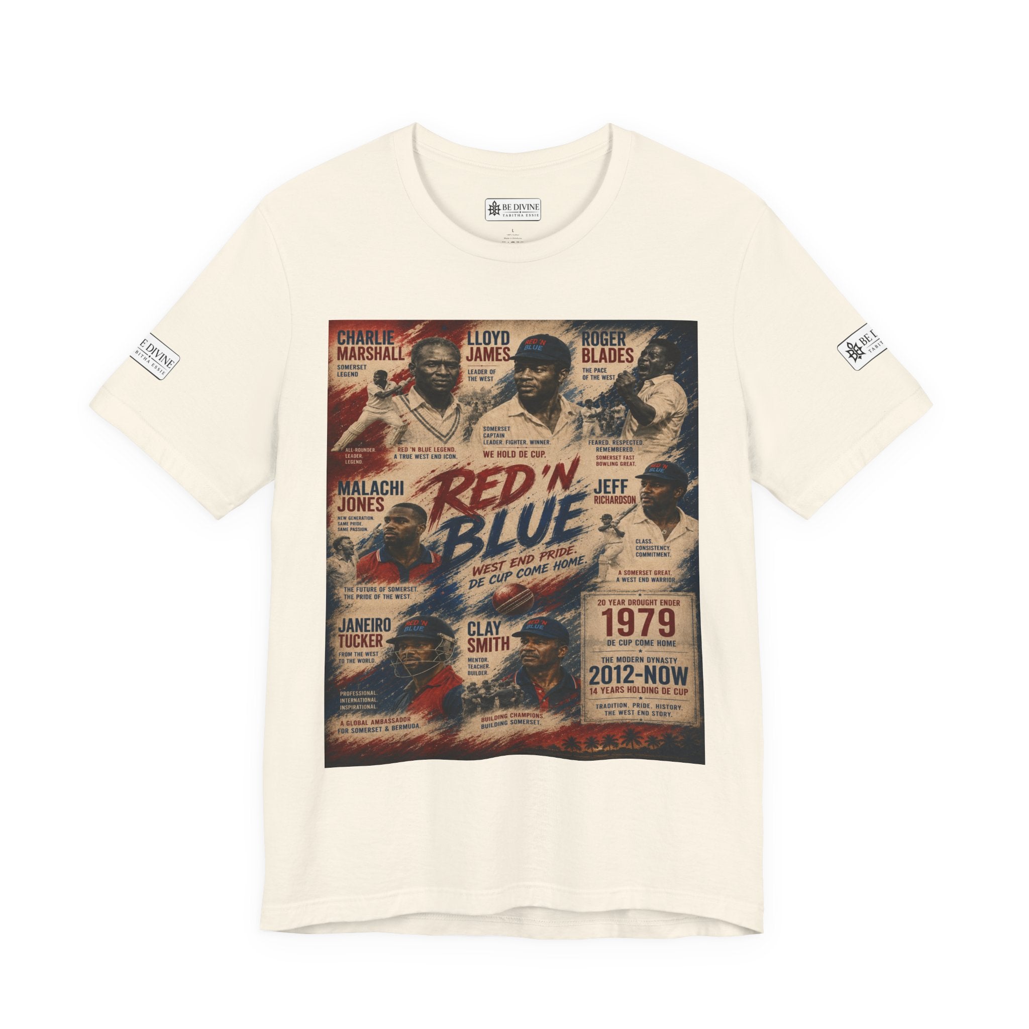 BE DIVINE™ Red ’N Blue Cricket Greats Tee