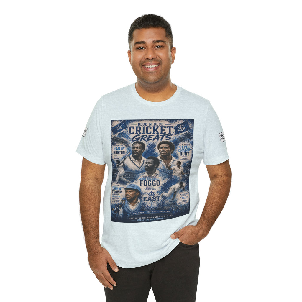 BE DIVINE™ Blue 'N Blue Cricket Greats Heritage Tee – Front & Back Collector Edition
