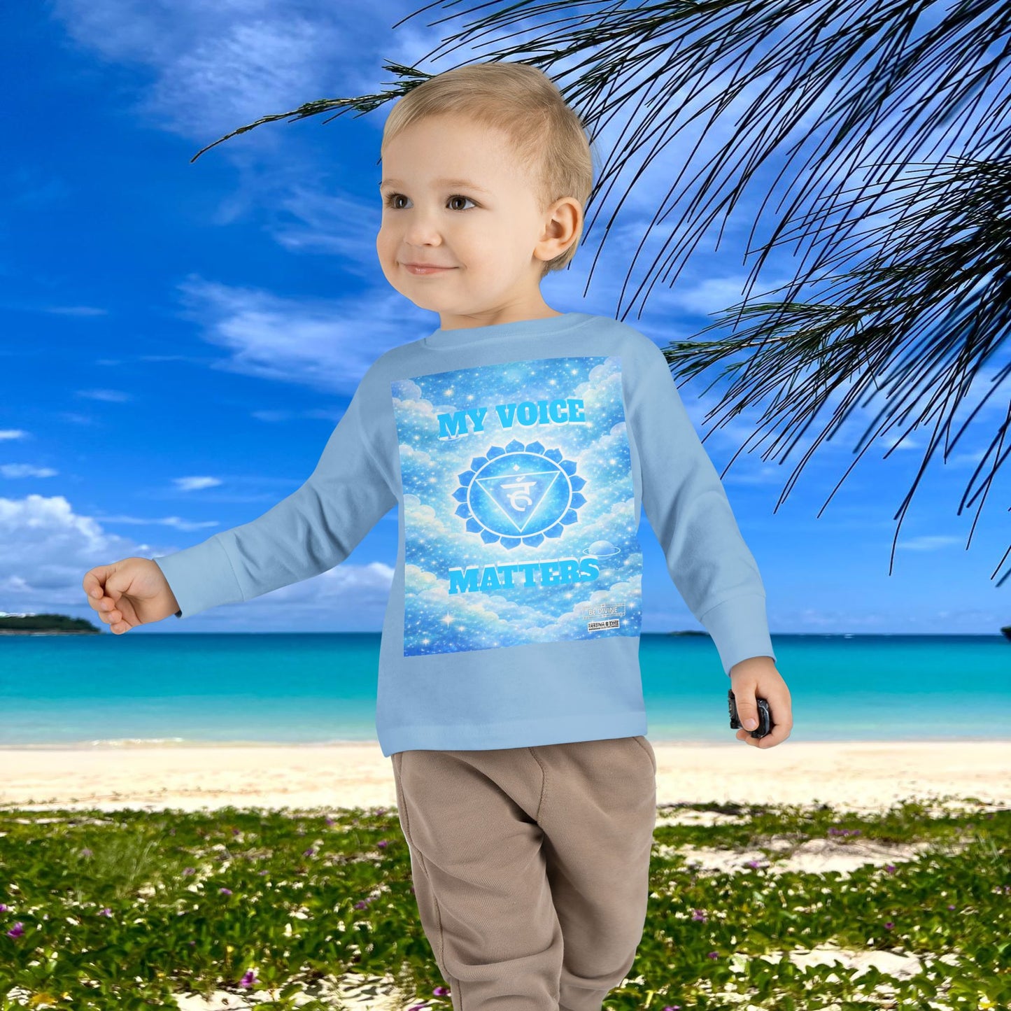 BE DIVINE™ Throat Chakra Toddler Long Sleeve Tee | Communication & Self-Expression Shirt
