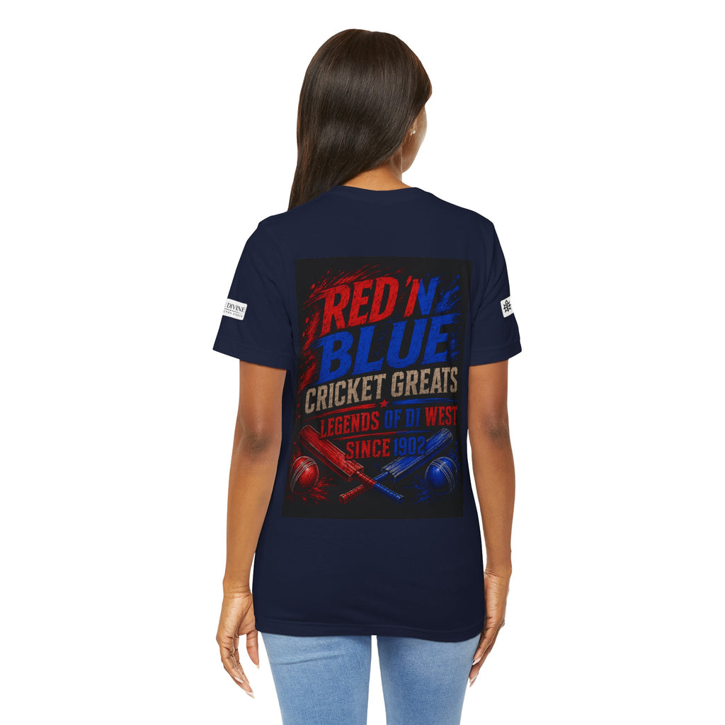 BE DIVINE™ Red ’N Blue Cricket Greats Tee