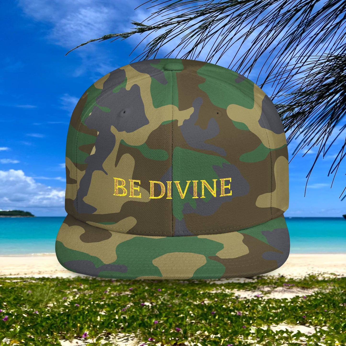 BE DIVINE™ Premium Snapback Cap – Embroidered Gold