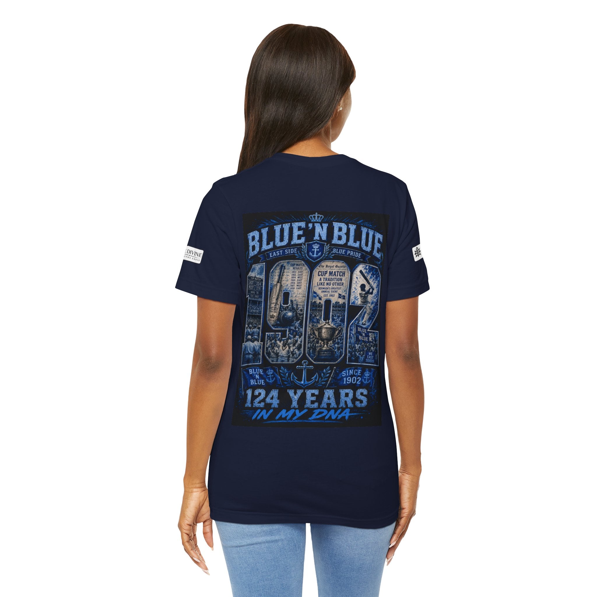 BE DIVINE™ Blue 'N Blue Cricket Greats Heritage Tee – Front & Back Collector Edition