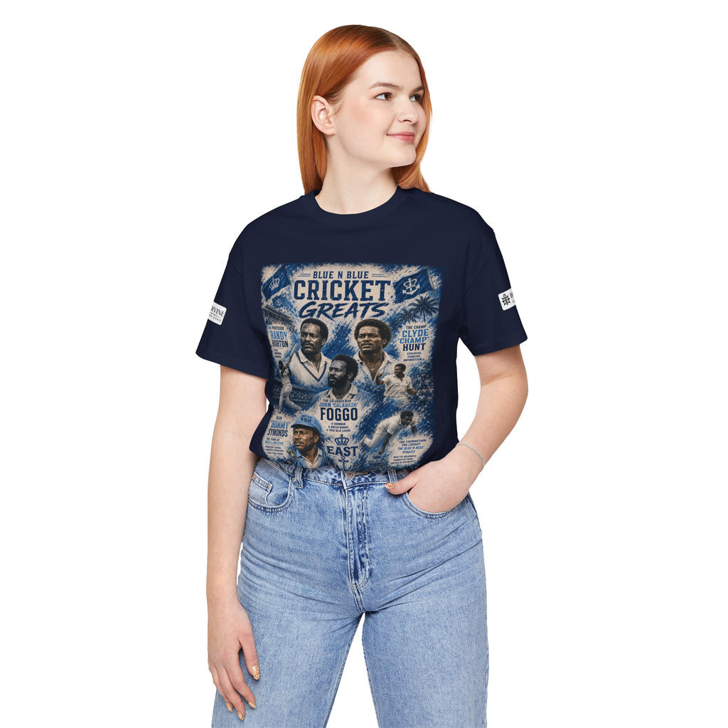 BE DIVINE™ Blue 'N Blue Cricket Greats Heritage Tee – Front & Back Collector Edition