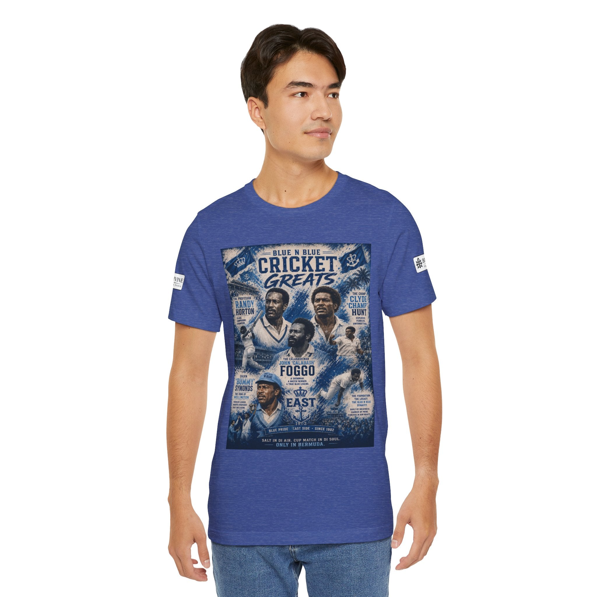 BE DIVINE™ Blue 'N Blue Cricket Greats Heritage Tee – Front & Back Collector Edition