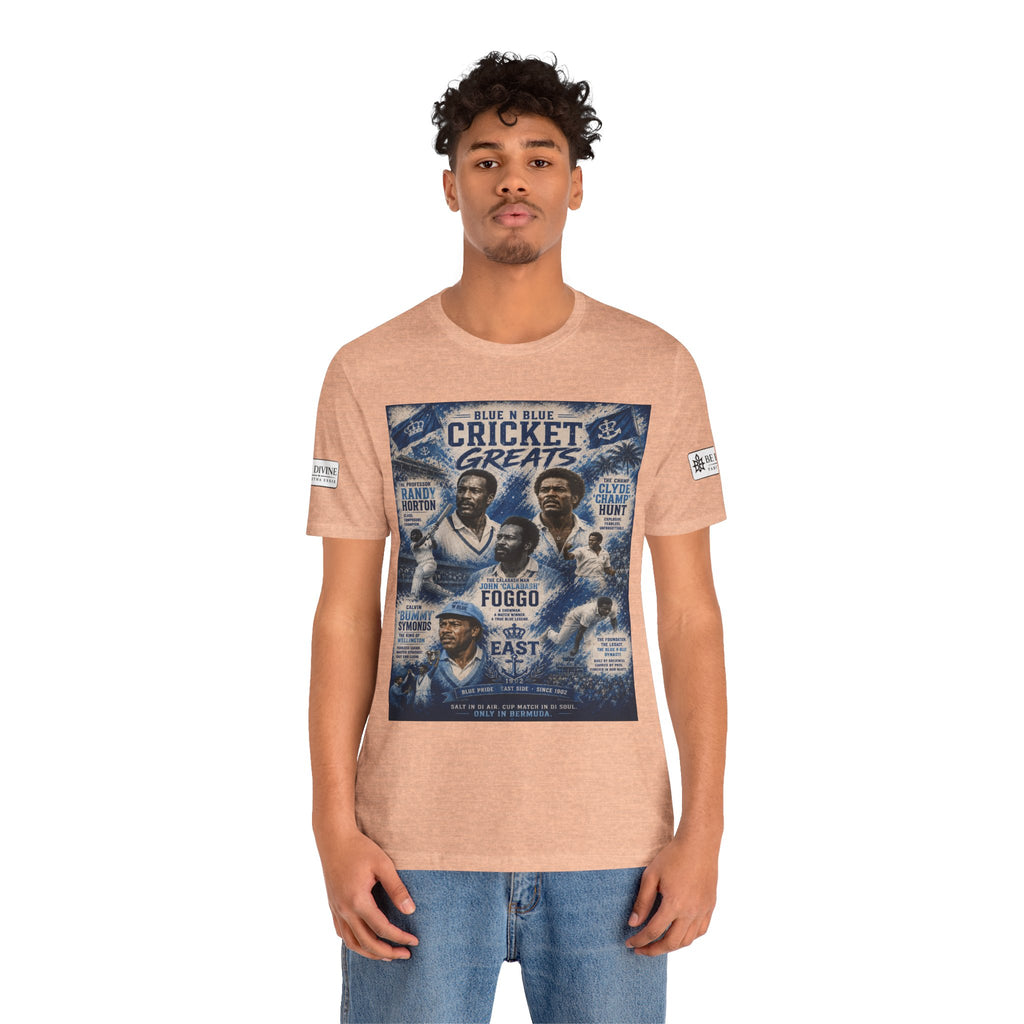 BE DIVINE™ Blue 'N Blue Cricket Greats Heritage Tee – Front & Back Collector Edition