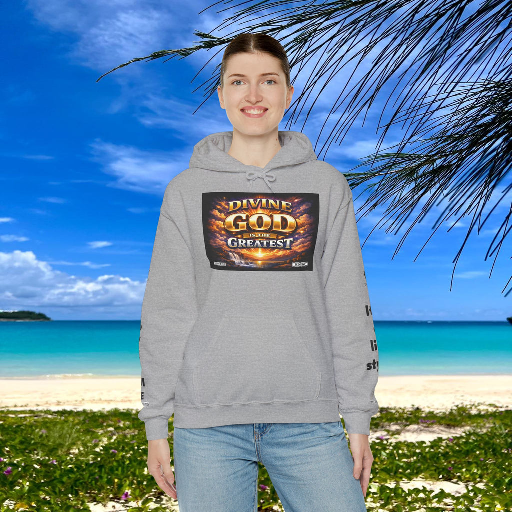 BE DIVINE™ Unisex Heavy Blend Hoodie – Divine God Is the Greatest Faith Statement Sweatshirt