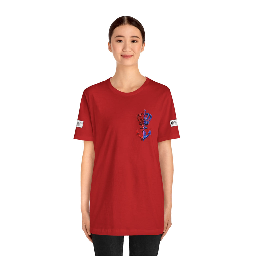 BE DIVINE™ Premium Minimal Crown 'N Anchor T-Shirt – Red 'N Blue Edition