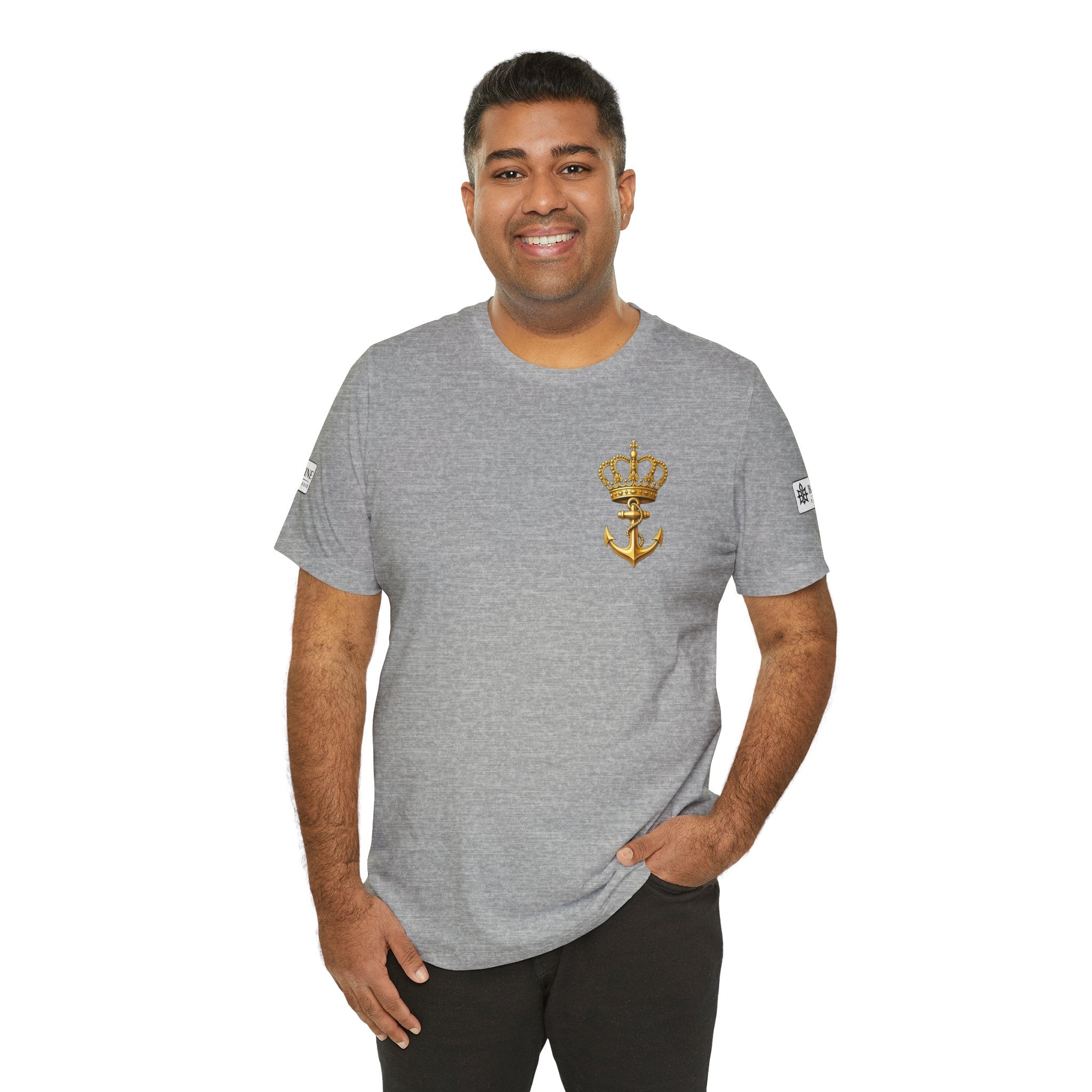 BE DIVINE™ Premium Minimal Crown 'N Anchor Tee – Black & Gold Edition