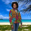 BE DIVINE™ Neon Jungle Women’s Designer Print Puffer Jacket – Bold Animal Patchwork Statement Outerwear by Tabitha Essie