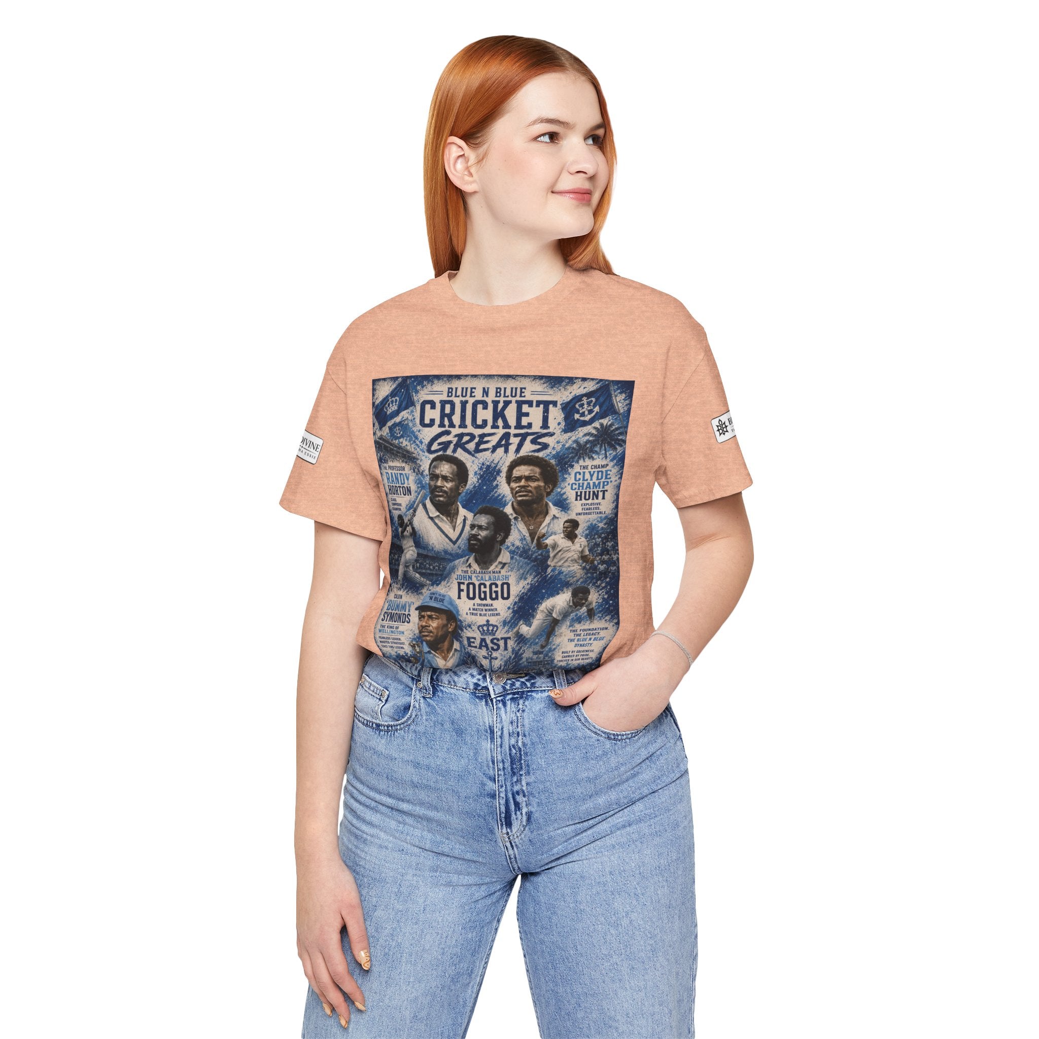 BE DIVINE™ Blue 'N Blue Cricket Greats Heritage Tee – Front & Back Collector Edition