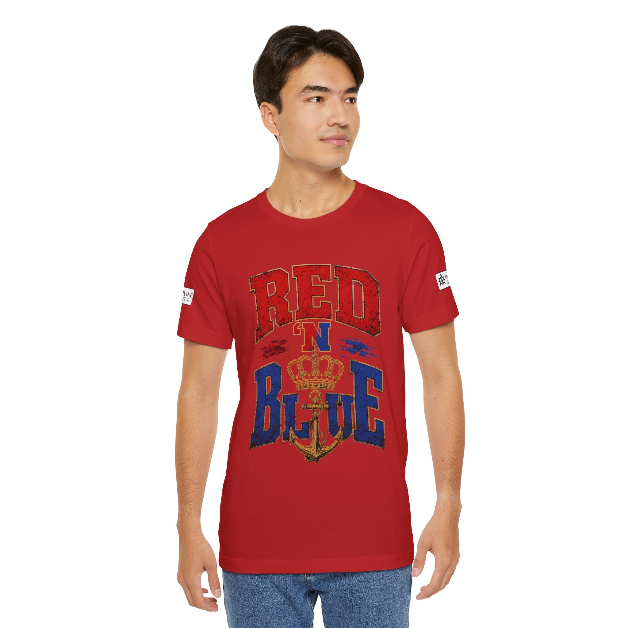 BE DIVINE™ RED 'N BLUE Tee – Crown 'N Anchor Edition