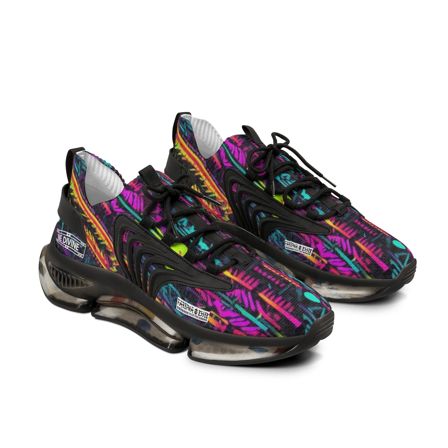 BE DIVINE™ Men’s Mesh Sneakers - Abstract Neon Streetwear Trainers