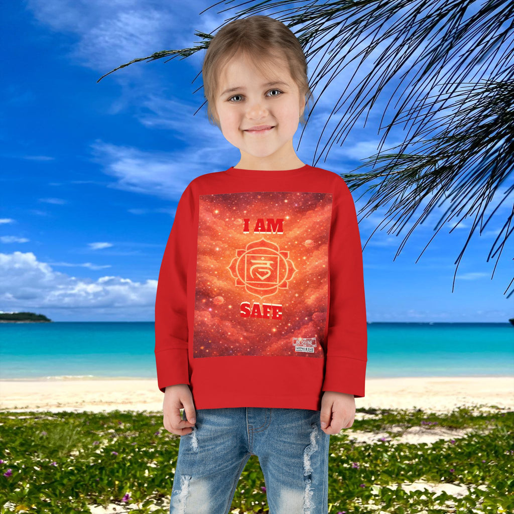 BE DIVINE™ Root Chakra Toddler Long Sleeve Tee | Safety & Security Affirmation Shirt