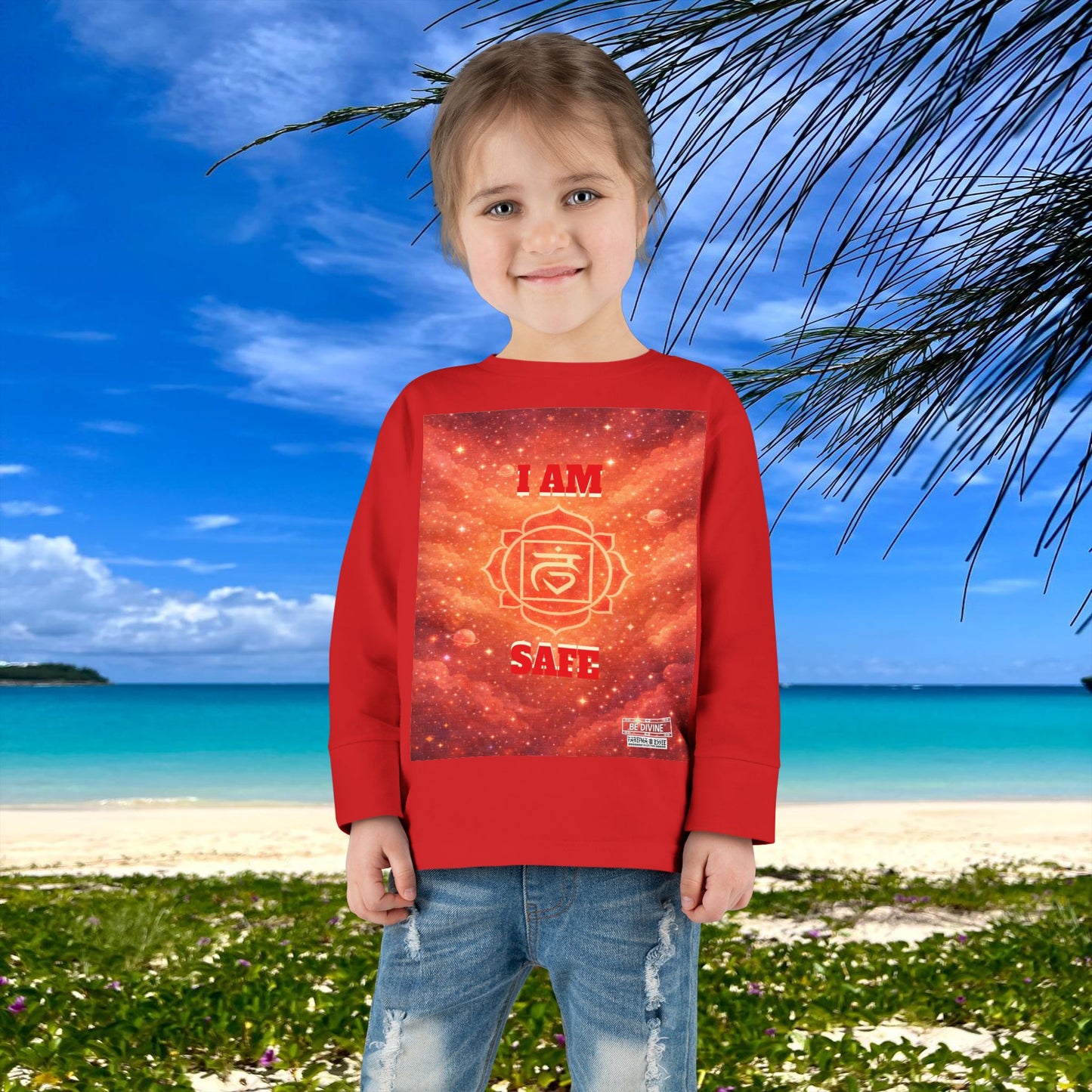 BE DIVINE™ Root Chakra Toddler Long Sleeve Tee | Safety & Security Affirmation Shirt