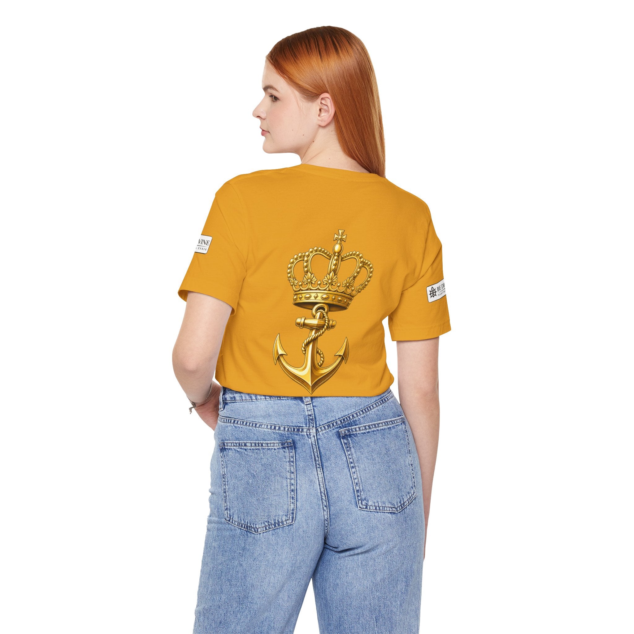 BE DIVINE™ Premium Minimal Crown 'N Anchor Tee – Black & Gold Edition