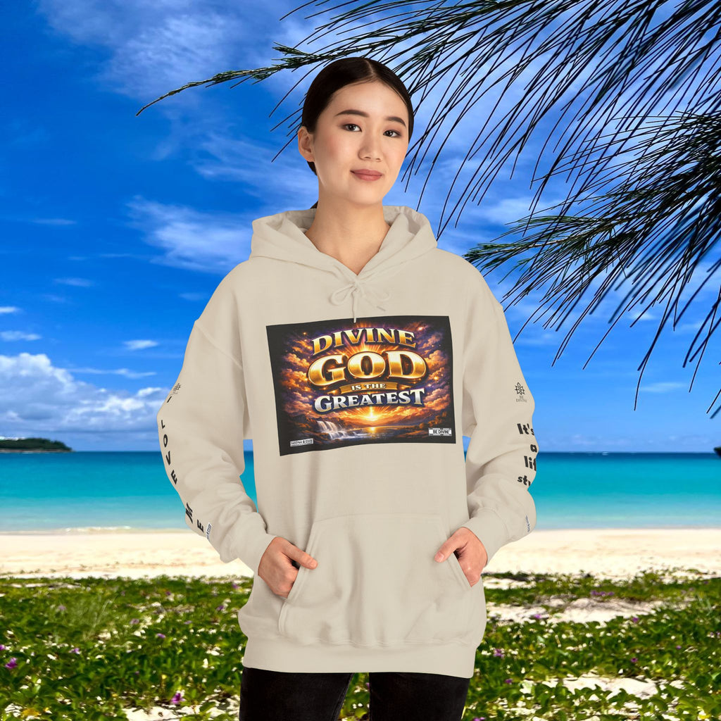 BE DIVINE™ Unisex Heavy Blend Hoodie – Divine God Is the Greatest Faith Statement Sweatshirt