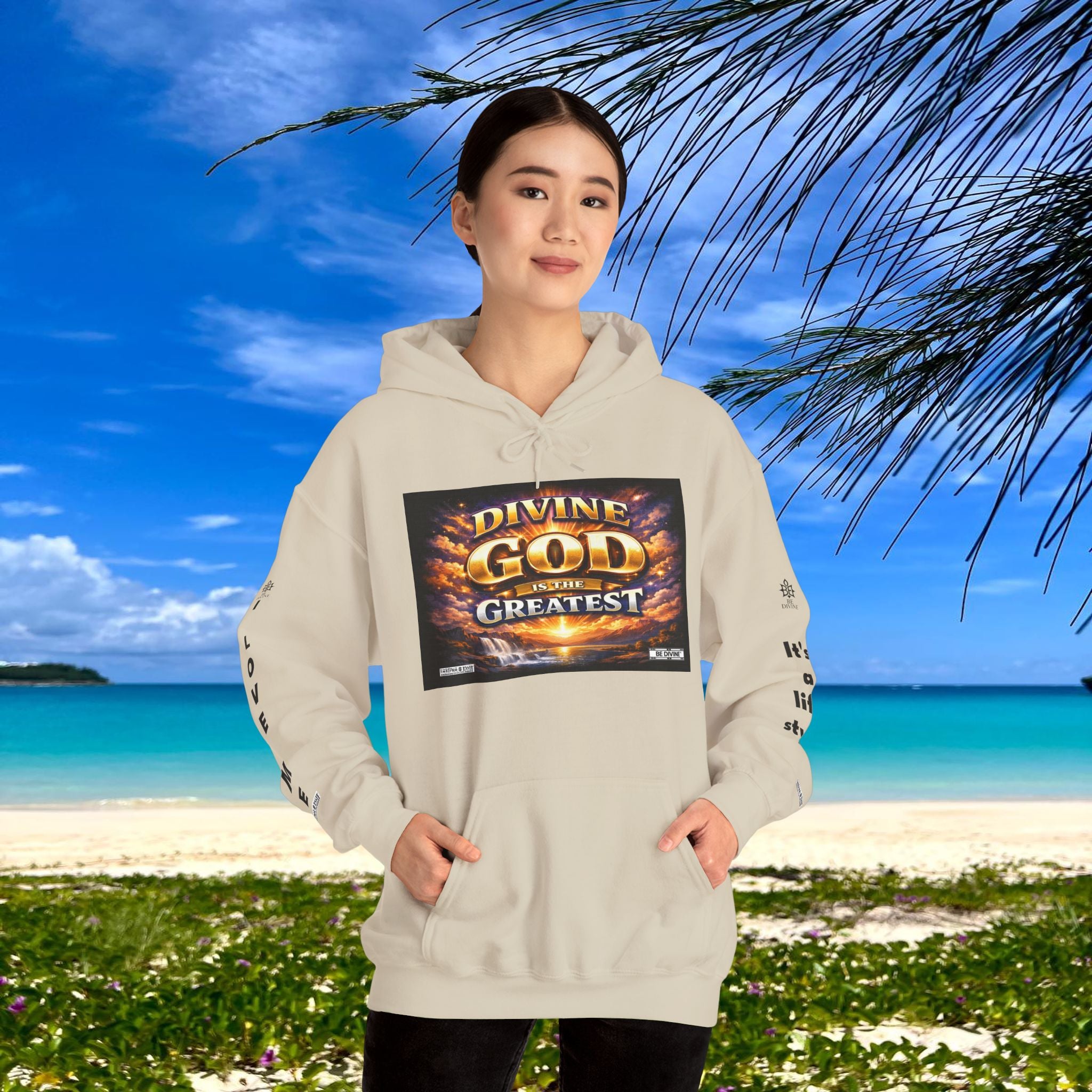BE DIVINE™ Unisex Heavy Blend Hoodie – Divine God Is the Greatest Faith Statement Sweatshirt