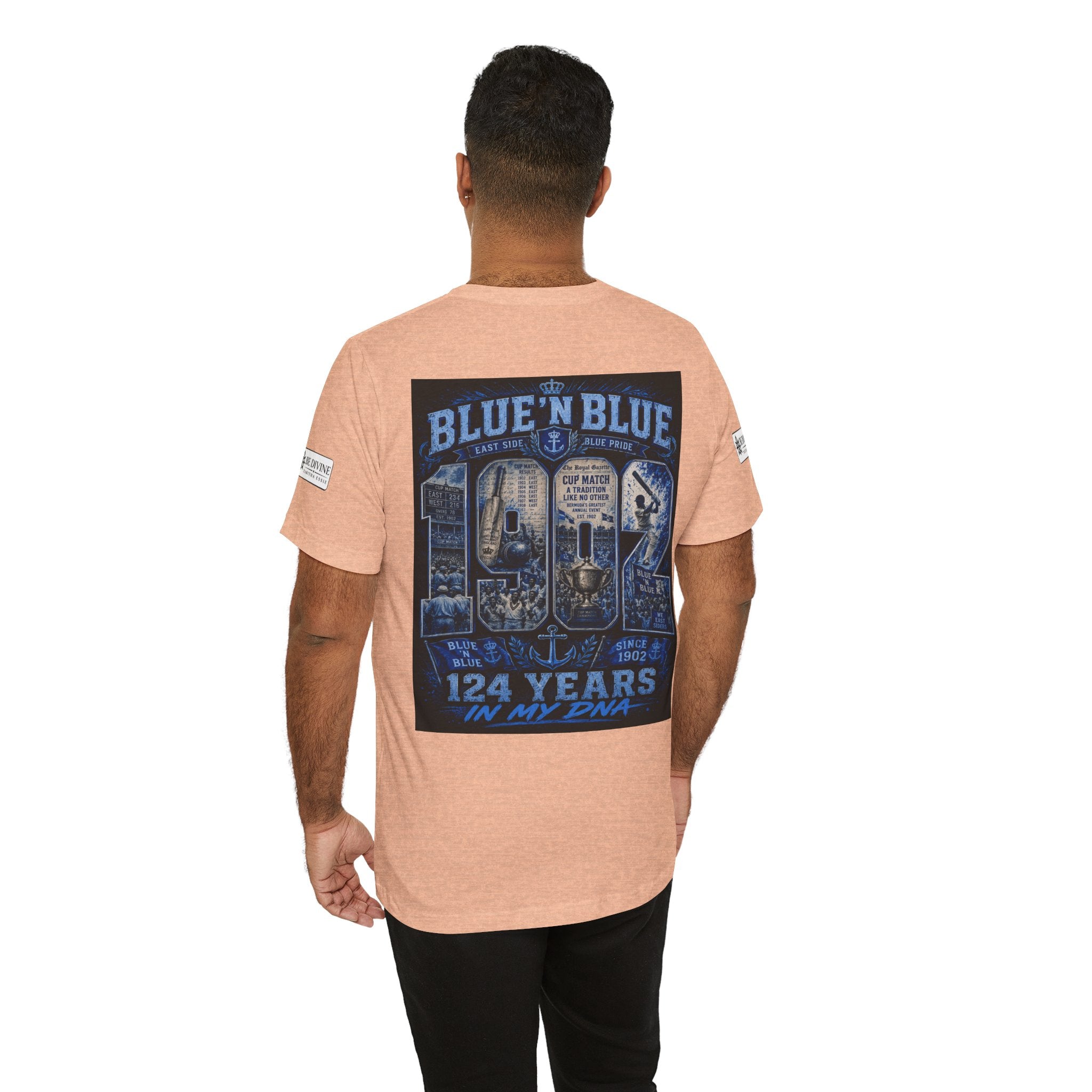 BE DIVINE™ Blue 'N Blue Cricket Greats Heritage Tee – Front & Back Collector Edition