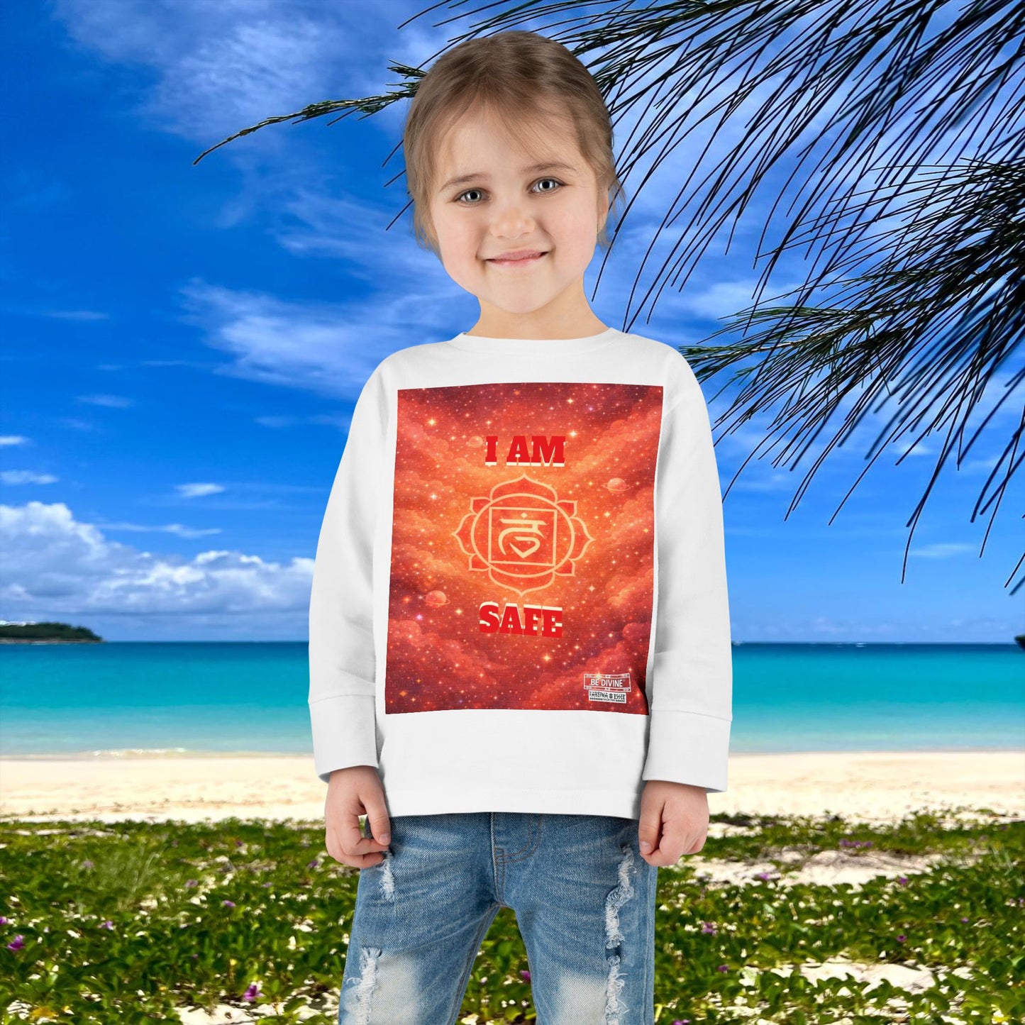 BE DIVINE™ Root Chakra Toddler Long Sleeve Tee | Safety & Security Affirmation Shirt