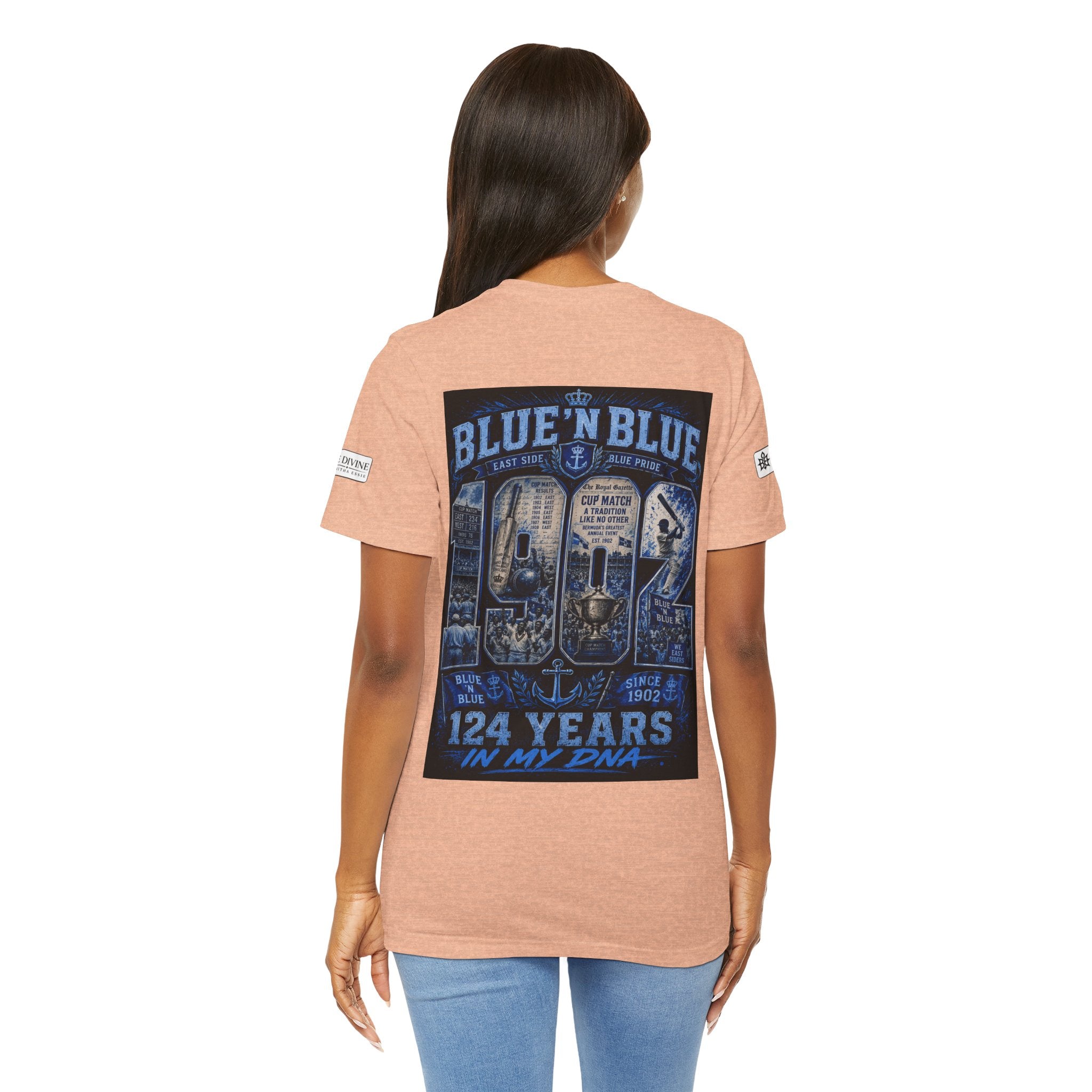 BE DIVINE™ Blue 'N Blue Cricket Greats Heritage Tee – Front & Back Collector Edition