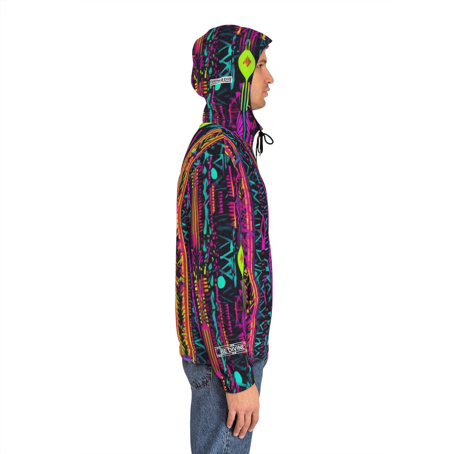 BE DIVINE™ Unisex All-Over Print Zip Up Hoodie - Abstract Neon Pattern | Statement Streetwear