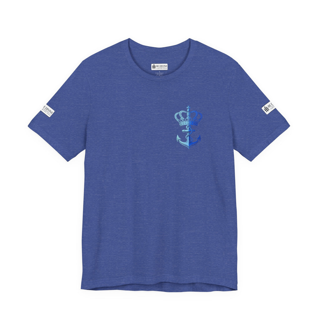 BE DIVINE™ Premium Minimal Crown 'N Anchor Tee – Blue 'N Blue Edition