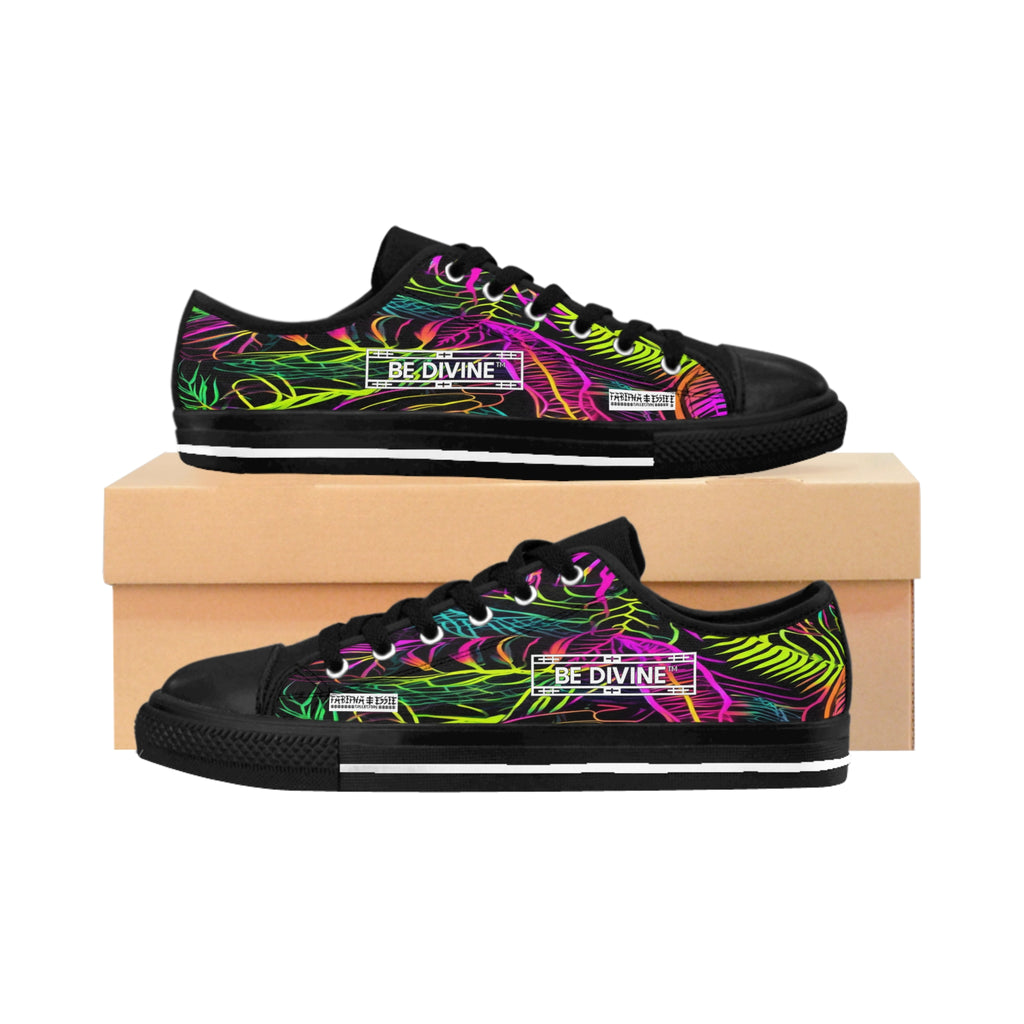 BE DIVINE™ Tropical Glow Sneakers – Neon Leaf Women’s Fashion Shoes