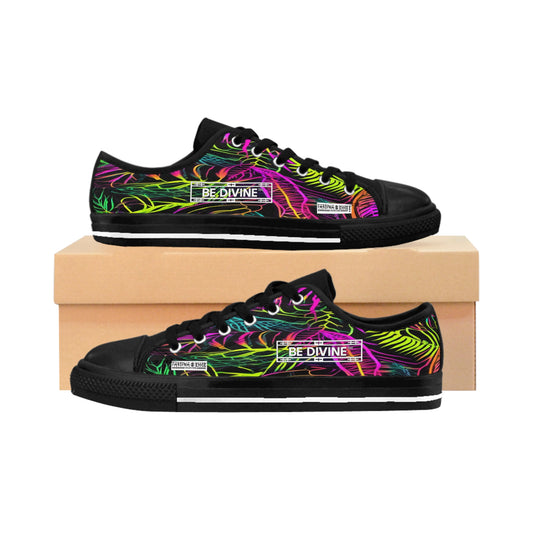 BE DIVINE™ Tropical Glow Sneakers – Neon Leaf Women’s Fashion Shoes