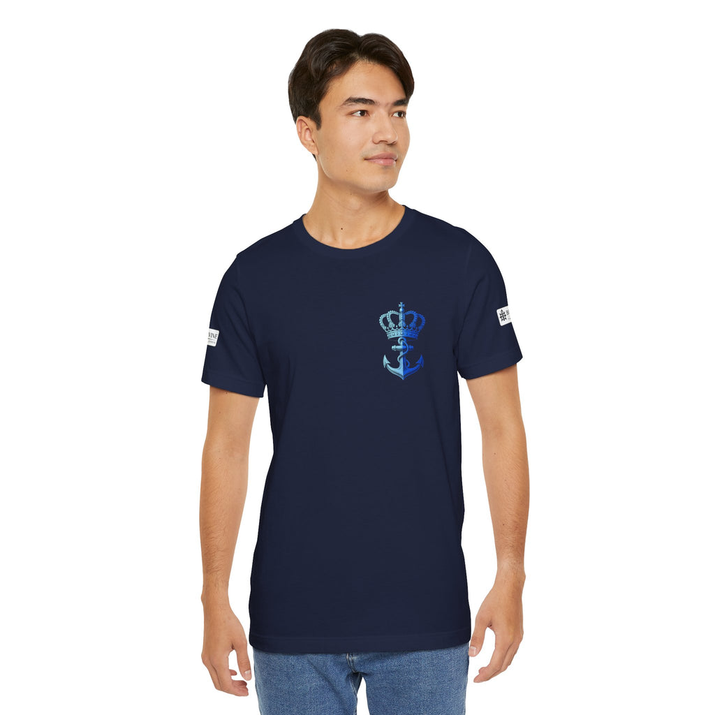 BE DIVINE™ Premium Minimal Crown 'N Anchor Tee – Blue 'N Blue Edition