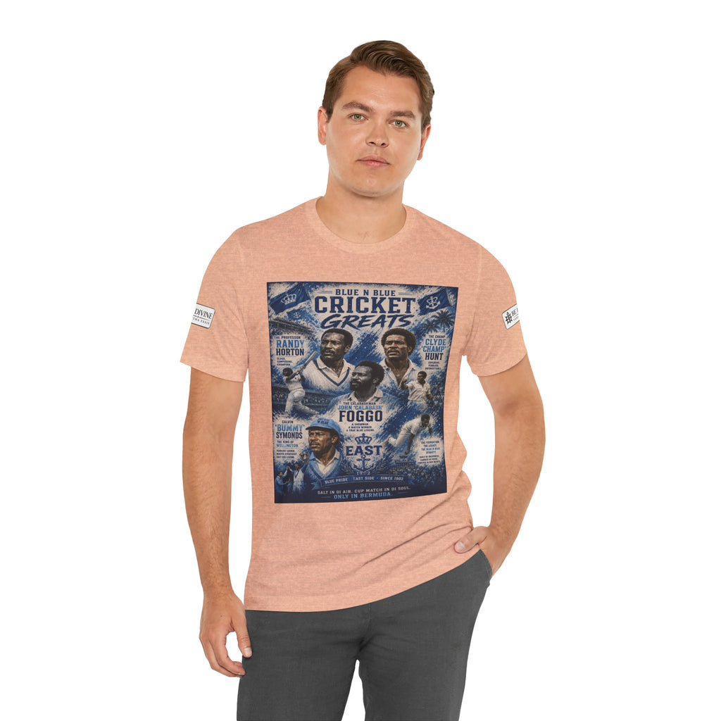 BE DIVINE™ Blue 'N Blue Cricket Greats Heritage Tee – Front & Back Collector Edition