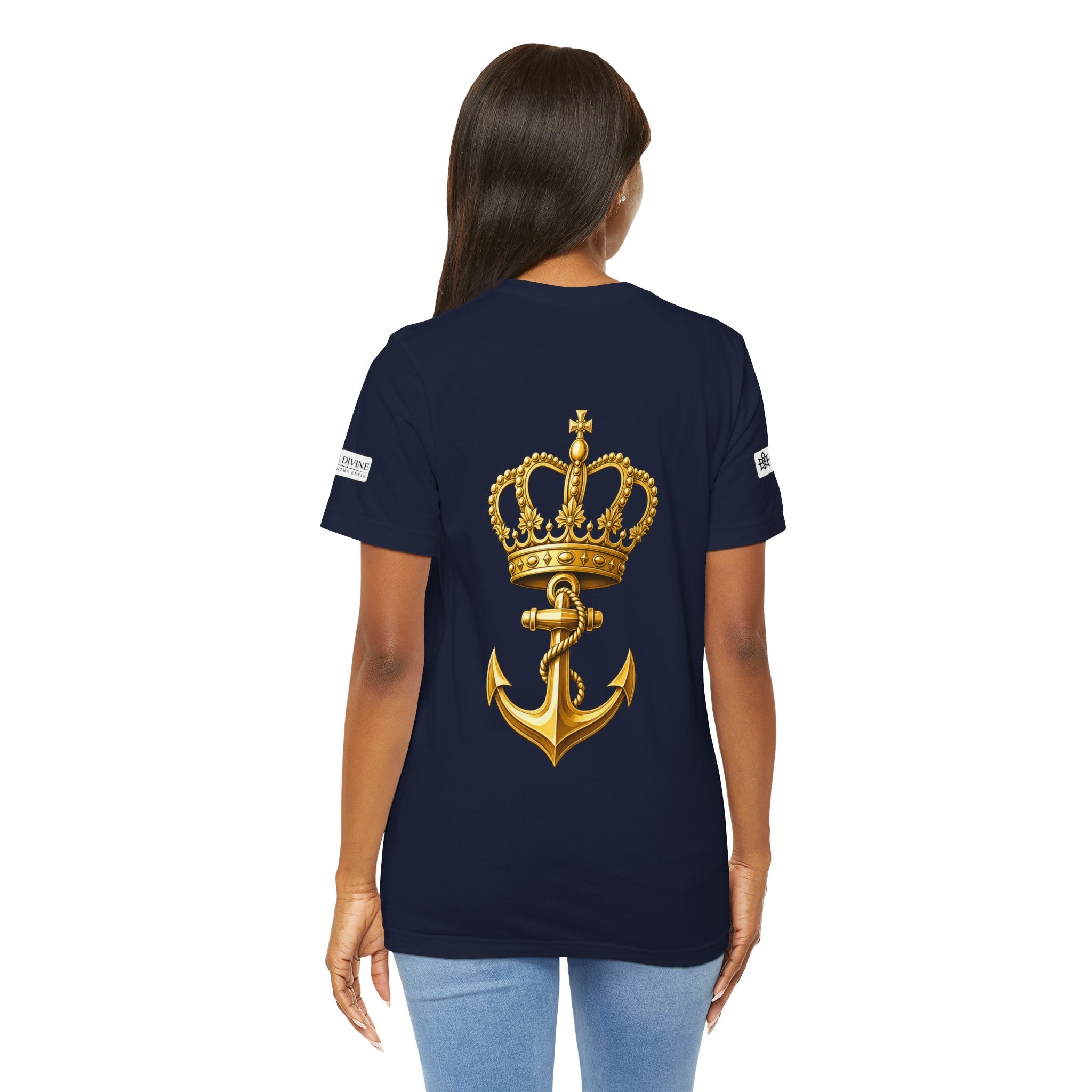 BE DIVINE™ Premium Minimal Crown 'N Anchor Tee – Black & Gold Edition