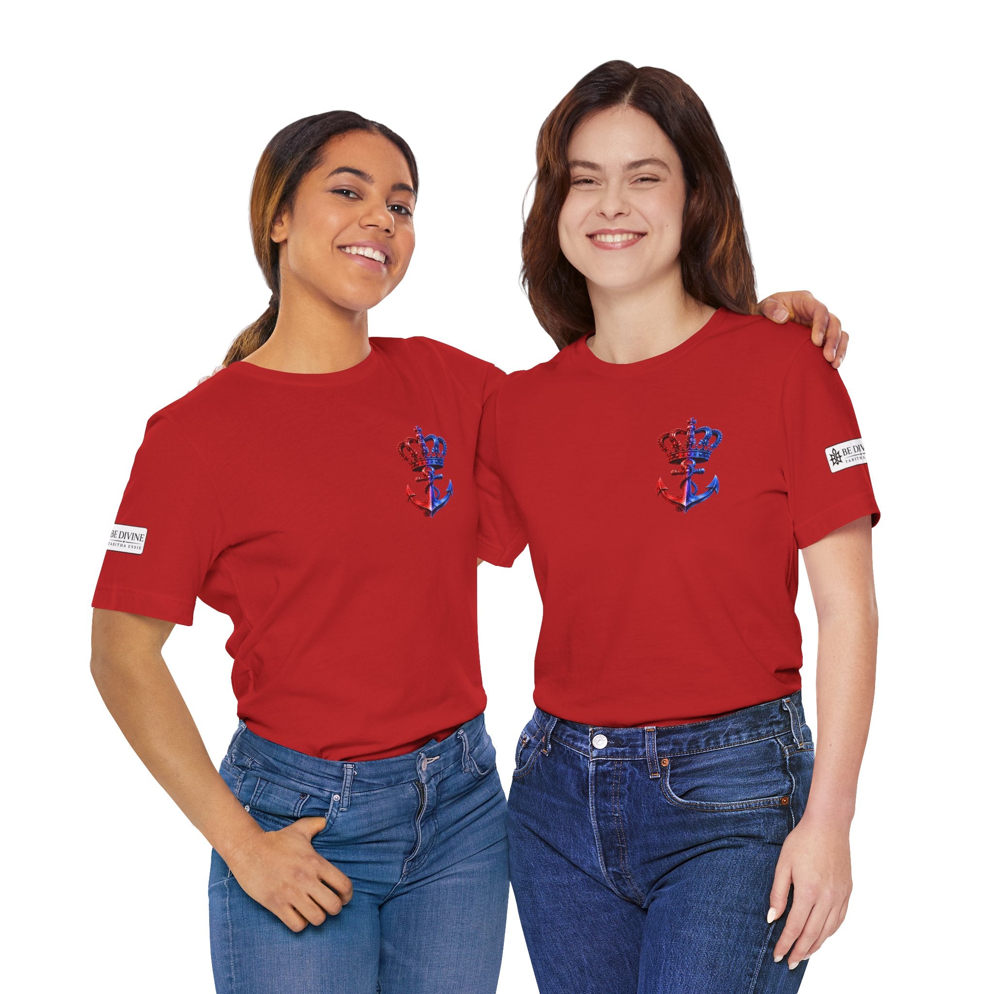 BE DIVINE™ Premium Minimal Crown 'N Anchor T-Shirt – Red 'N Blue Edition