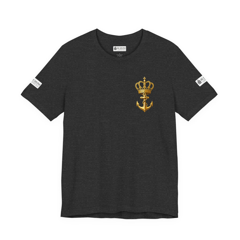 BE DIVINE™ Premium Minimal Crown 'N Anchor Tee – Black & Gold Edition