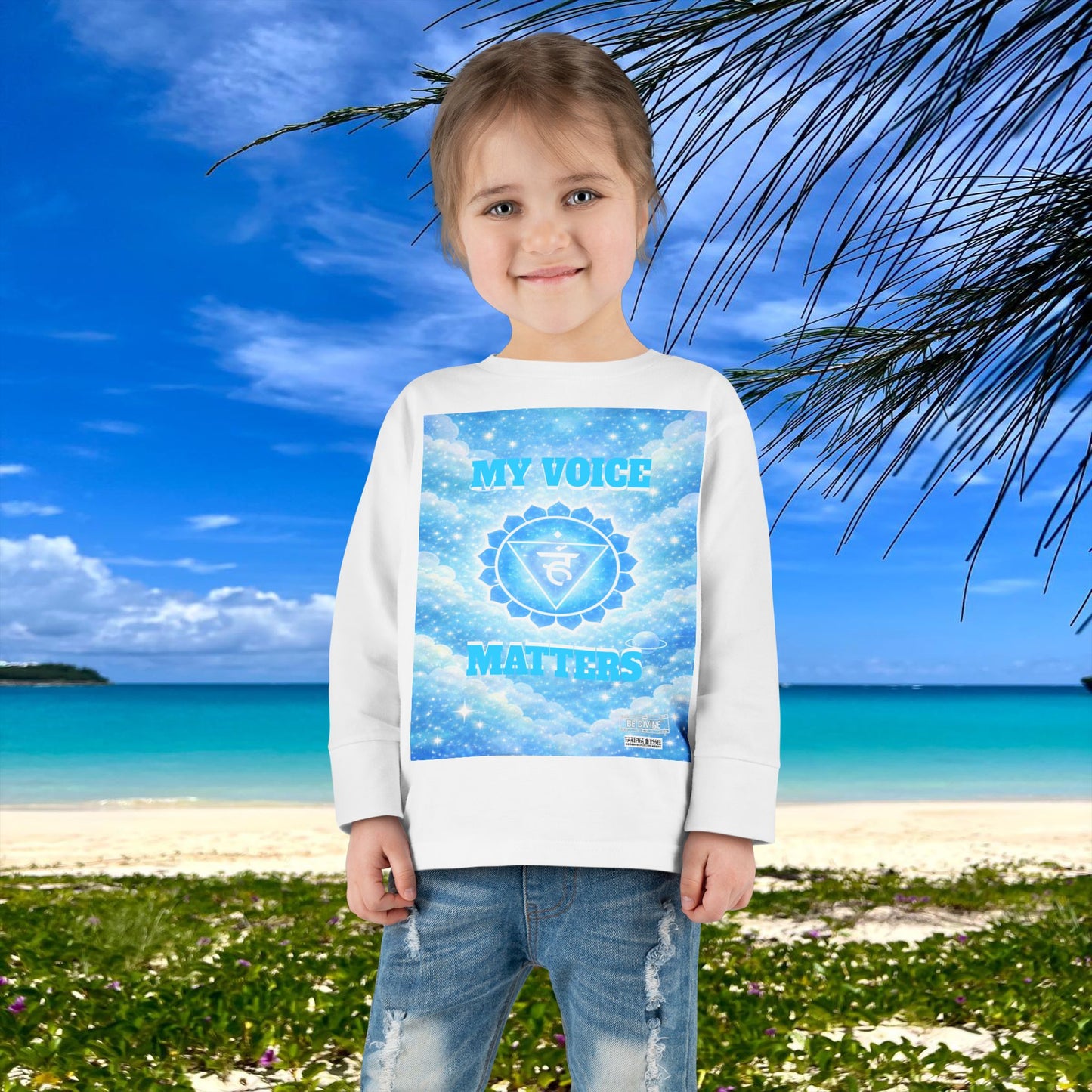 BE DIVINE™ Throat Chakra Toddler Long Sleeve Tee | Communication & Self-Expression Shirt
