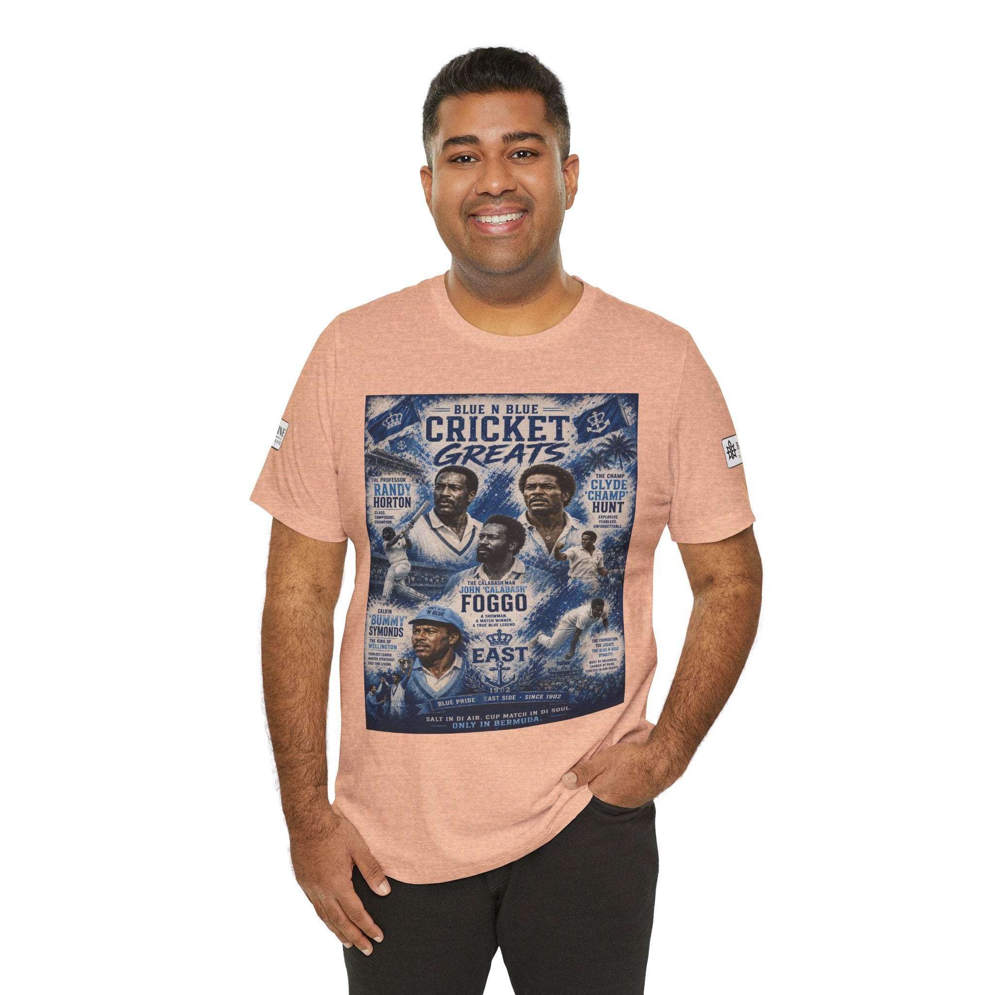 BE DIVINE™ Blue 'N Blue Cricket Greats Heritage Tee – Front & Back Collector Edition