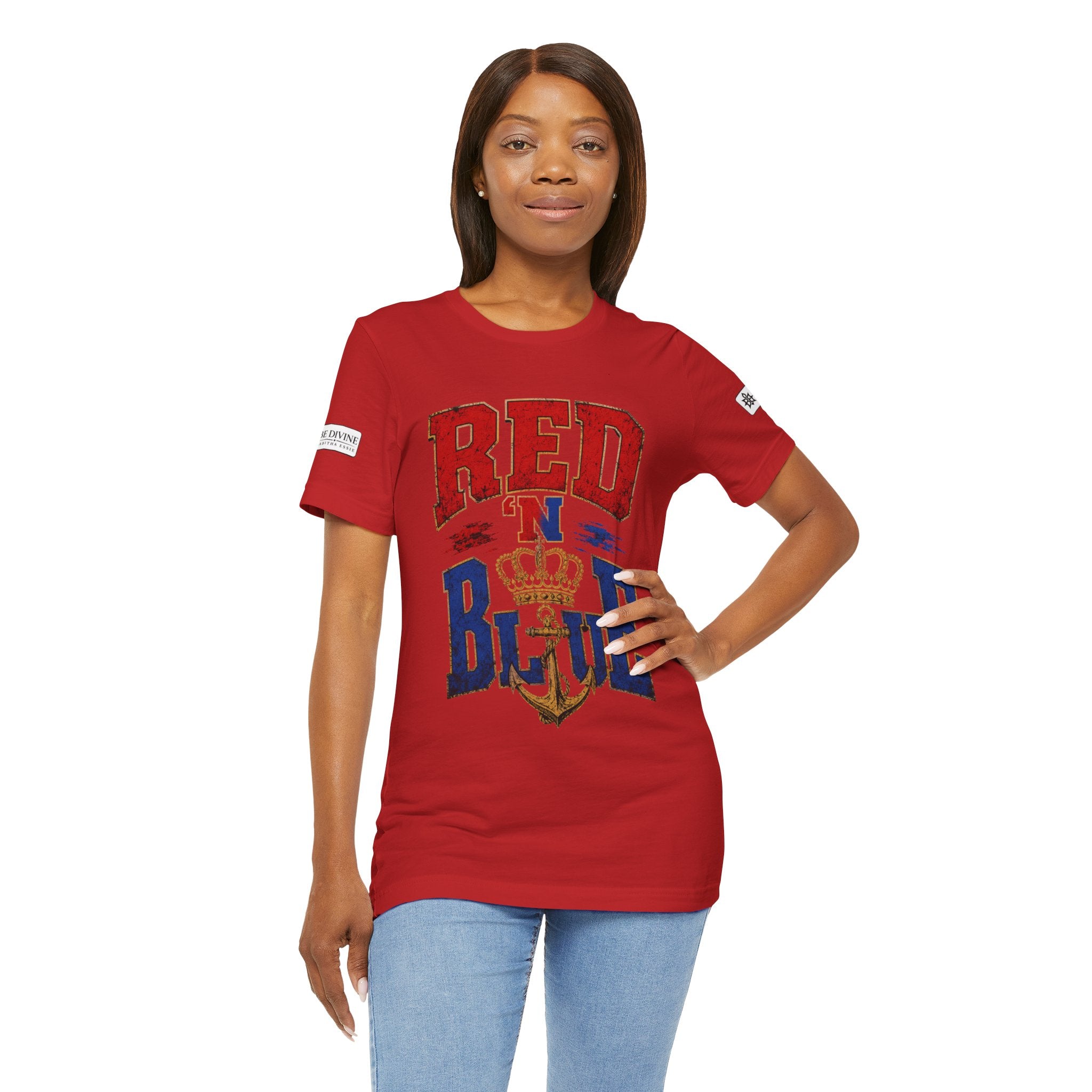 BE DIVINE™ RED 'N BLUE Tee – Crown 'N Anchor Edition