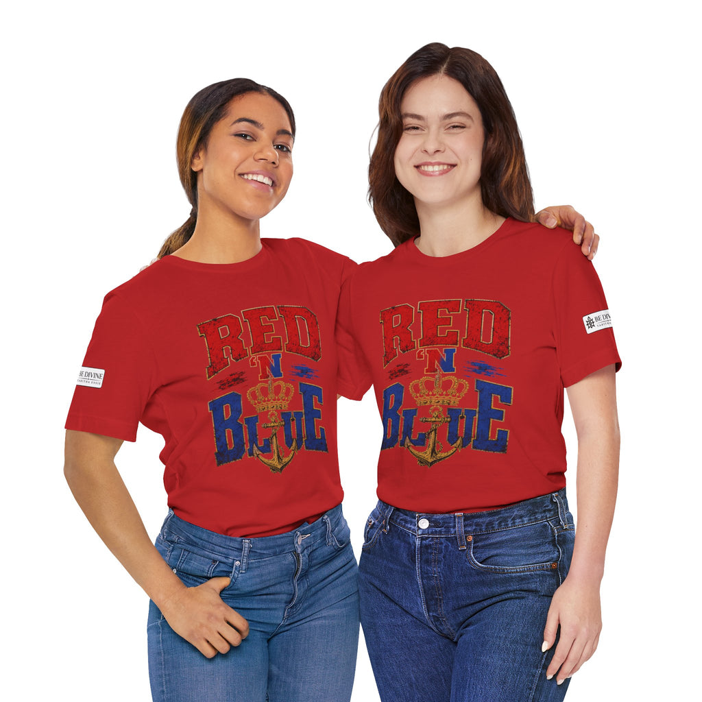 BE DIVINE™ RED 'N BLUE Tee – Crown 'N Anchor Edition