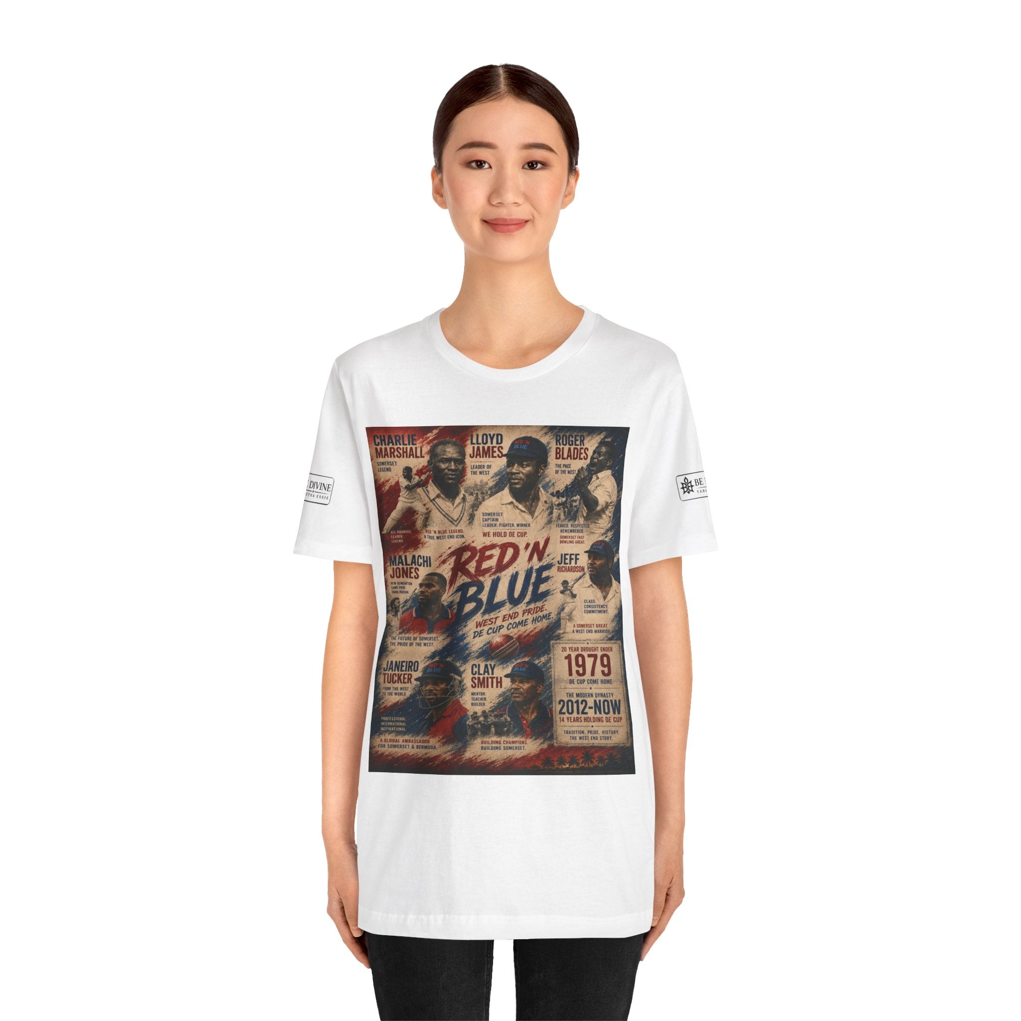 BE DIVINE™ Red ’N Blue Cricket Greats Tee